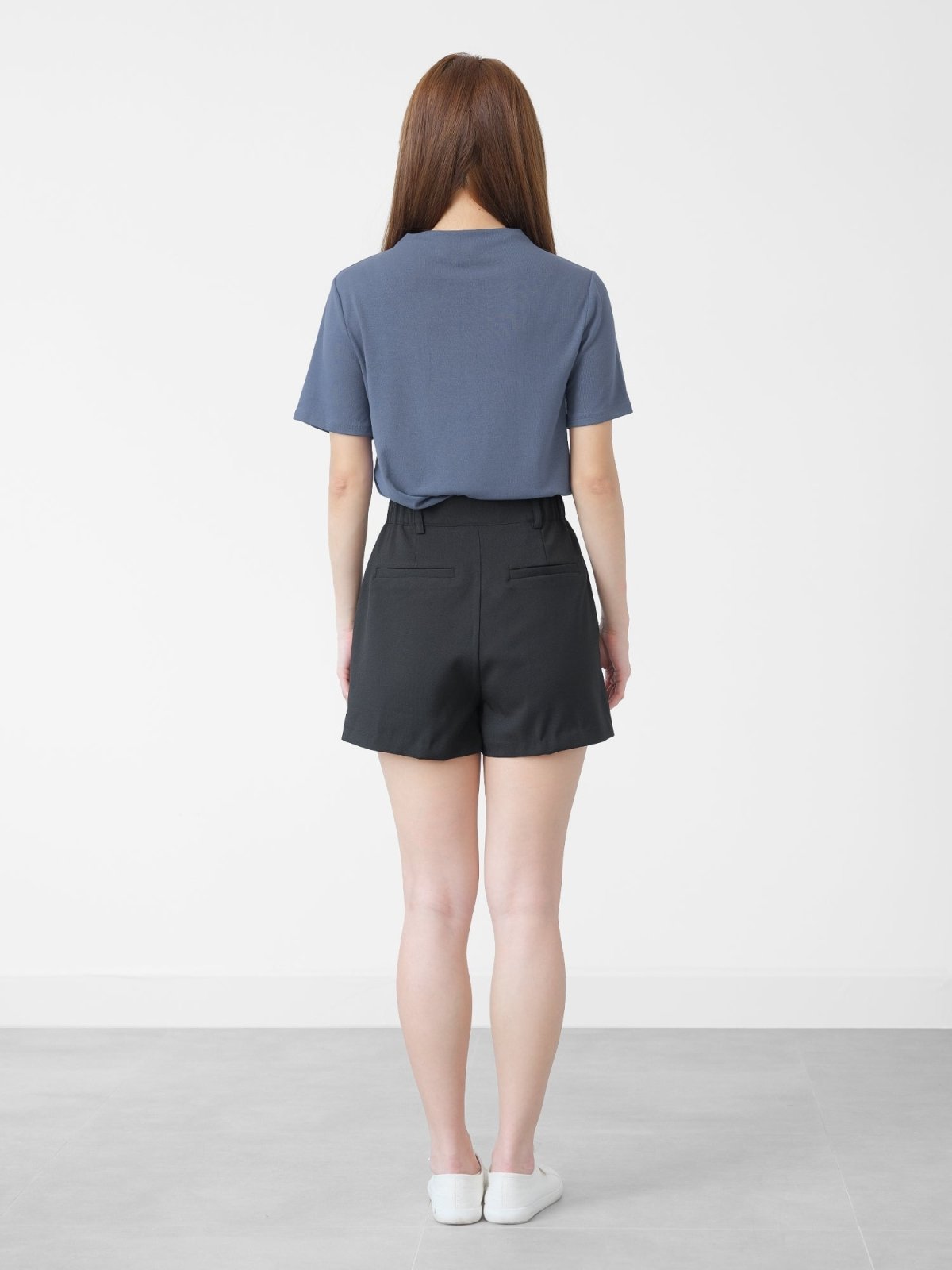 Merlo Funnel Neck Short Sleeve Top - DAG-DD1441-24NAVYS - Navy Blue - S - D'zage Designs