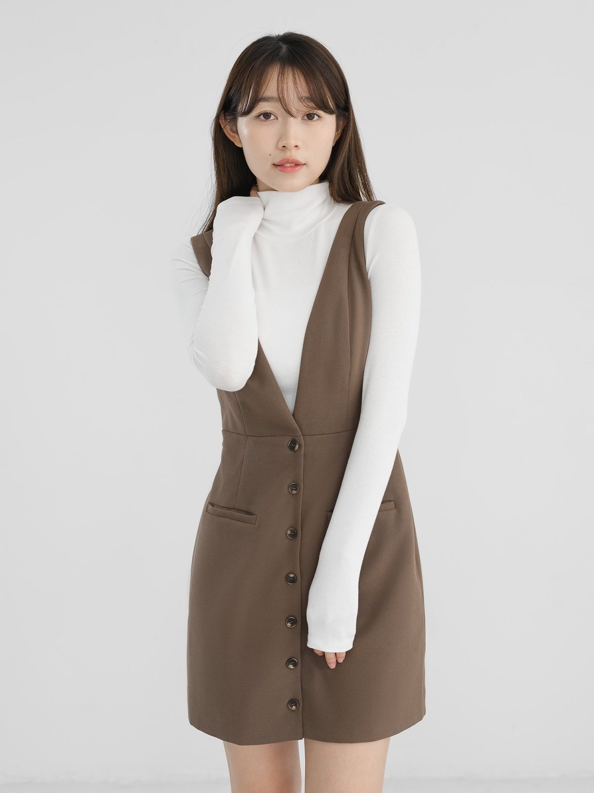 Aspen V-neck Sleeveless Dress - DAG-DD1302-23BrownieS - Brownie - S - D'zage Designs