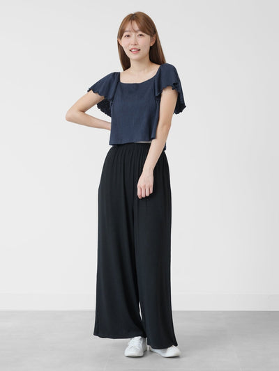 Relaxed Ribbed Knit Pants - DAG-DD1454-24BlackF - Black - F - D'zage Designs