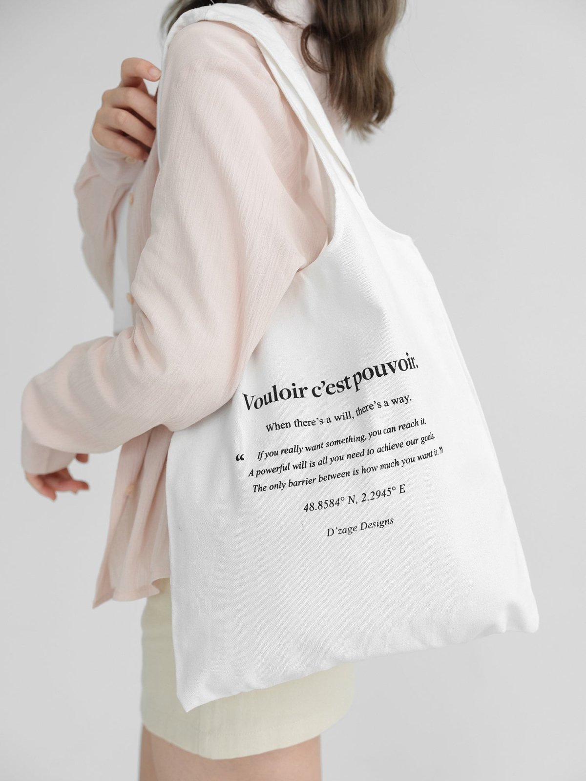 Signature Printed Tote Bag - DAG-8-A0210-23WhiteF - White - F - D'zage Designs