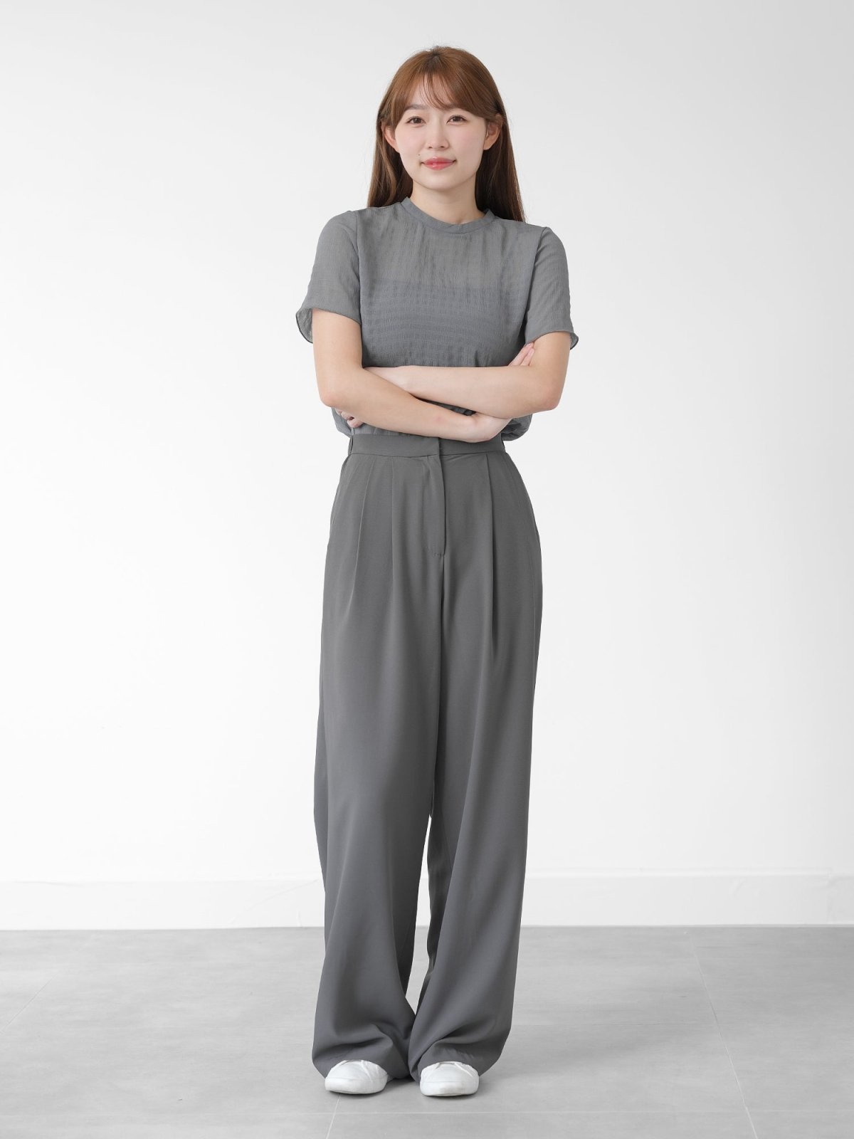 Brooklyn Comfy Wide Leg Trousers (Long/ Short ver.) - DAG-DD0804CharcoalS - Short Ver. (96cm) - Charcoal - S - D'zage Designs