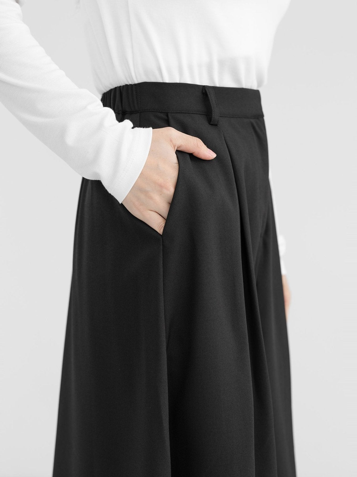 Myka Pleated Midi Skirt - DAG-DD1290-23BlackF - Black - F - D'zage Designs