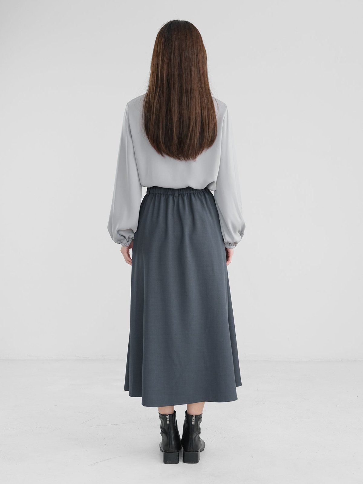 Myka Pleated Midi Skirt - DAG-DD1290-23SteelBlueF - Steel Blue - F - D'zage Designs