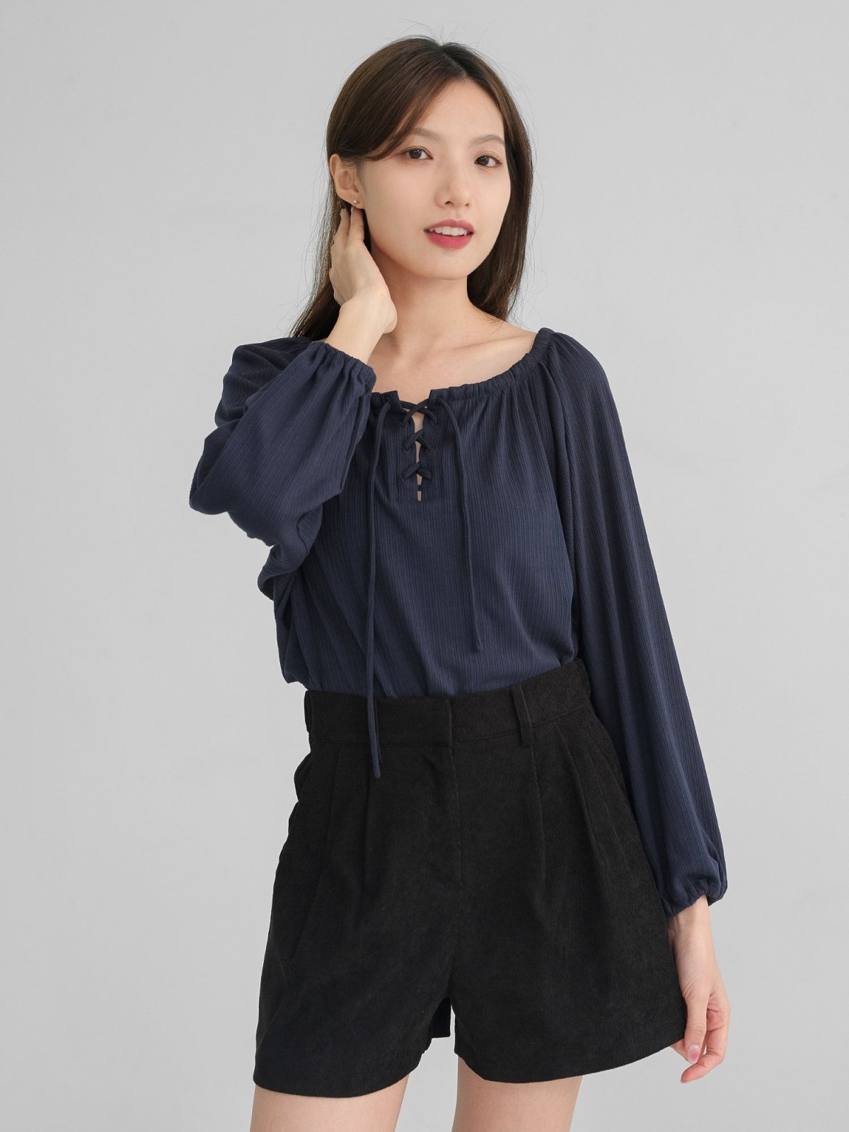 Corduroy Pleated Shorts - DAG-DD1385-24BlackS - Black - S - D'zage Designs