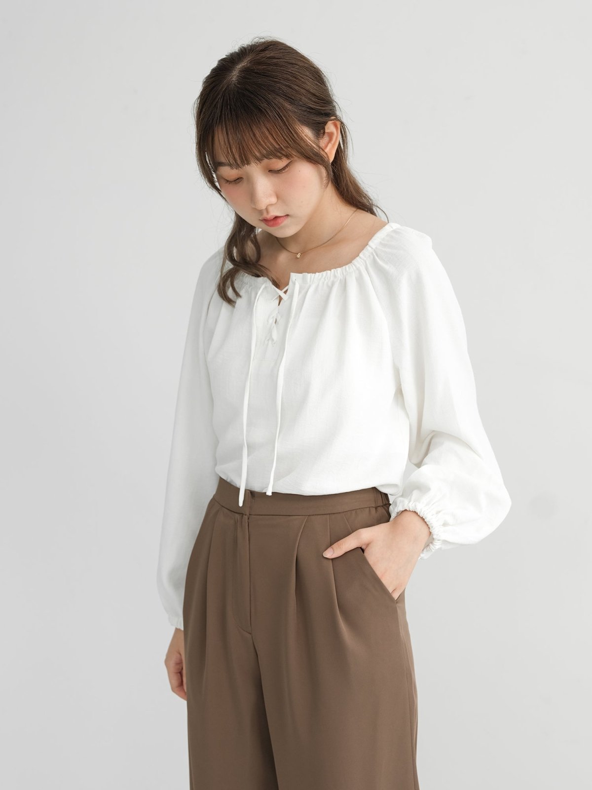 Brooklyn Comfy Wide Leg Trousers (Long/ Short ver.) - DAG-DD0804-23BrownieS - Short Ver. (96cm) - Brownie - S - D'zage Designs