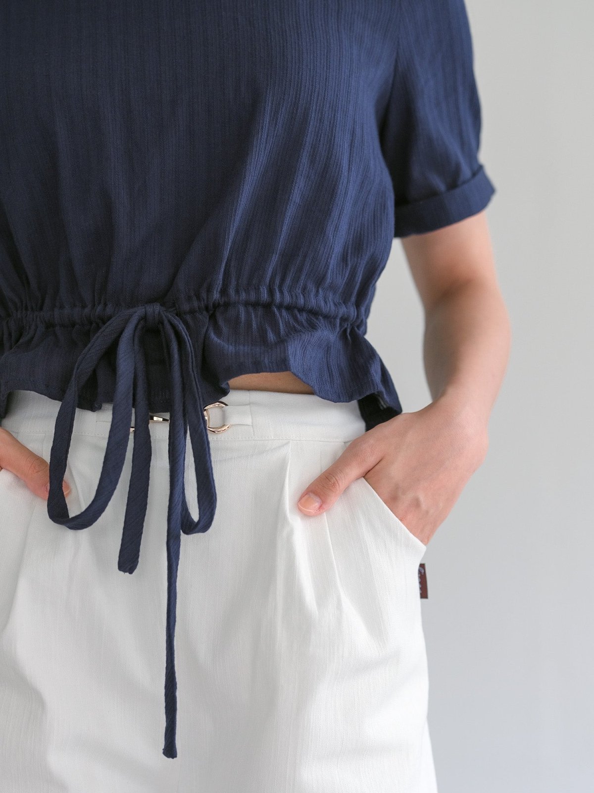 Sky Short Sleeve Top - DAG-DD0342-23NavyF - Navy Blue - F - D'zage Designs