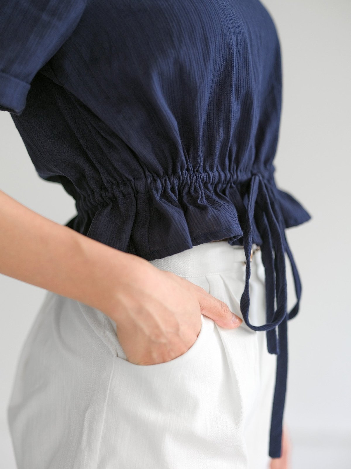 Sky Short Sleeve Top - DAG-DD0342-23NavyF - Navy Blue - F - D'zage Designs