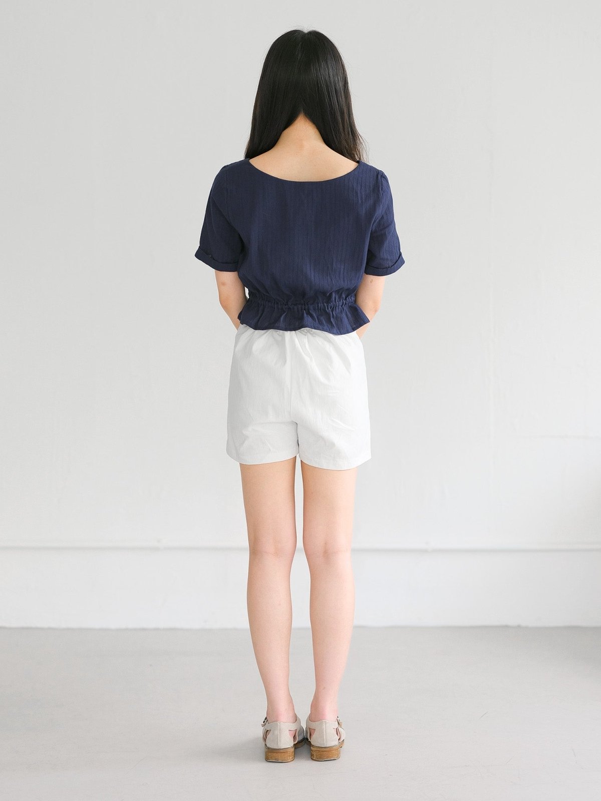 Sky Short Sleeve Top - DAG-DD0342-23NavyF - Navy Blue - F - D'zage Designs