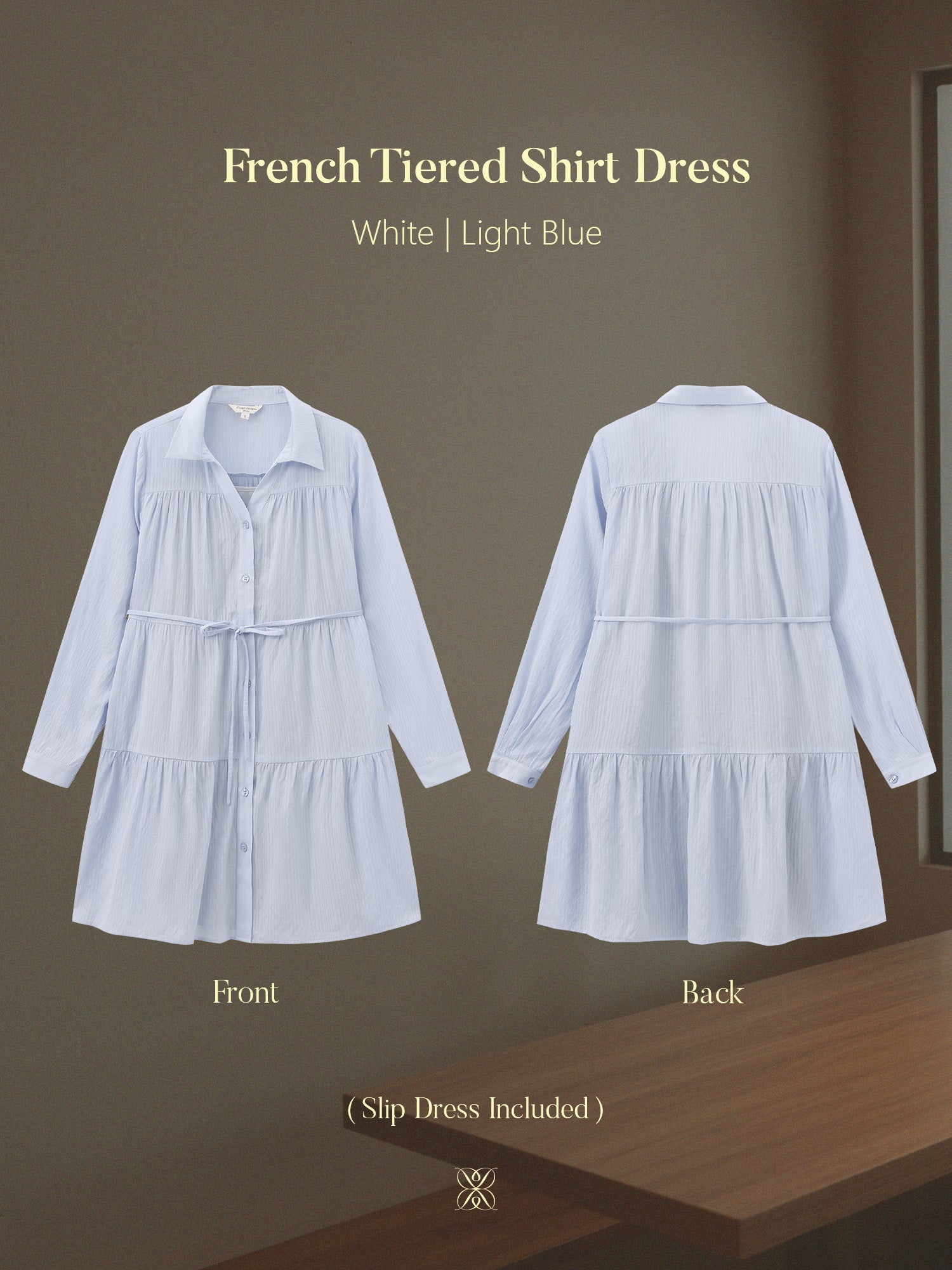 蛋糕襯衫連身裙(附打底裙)