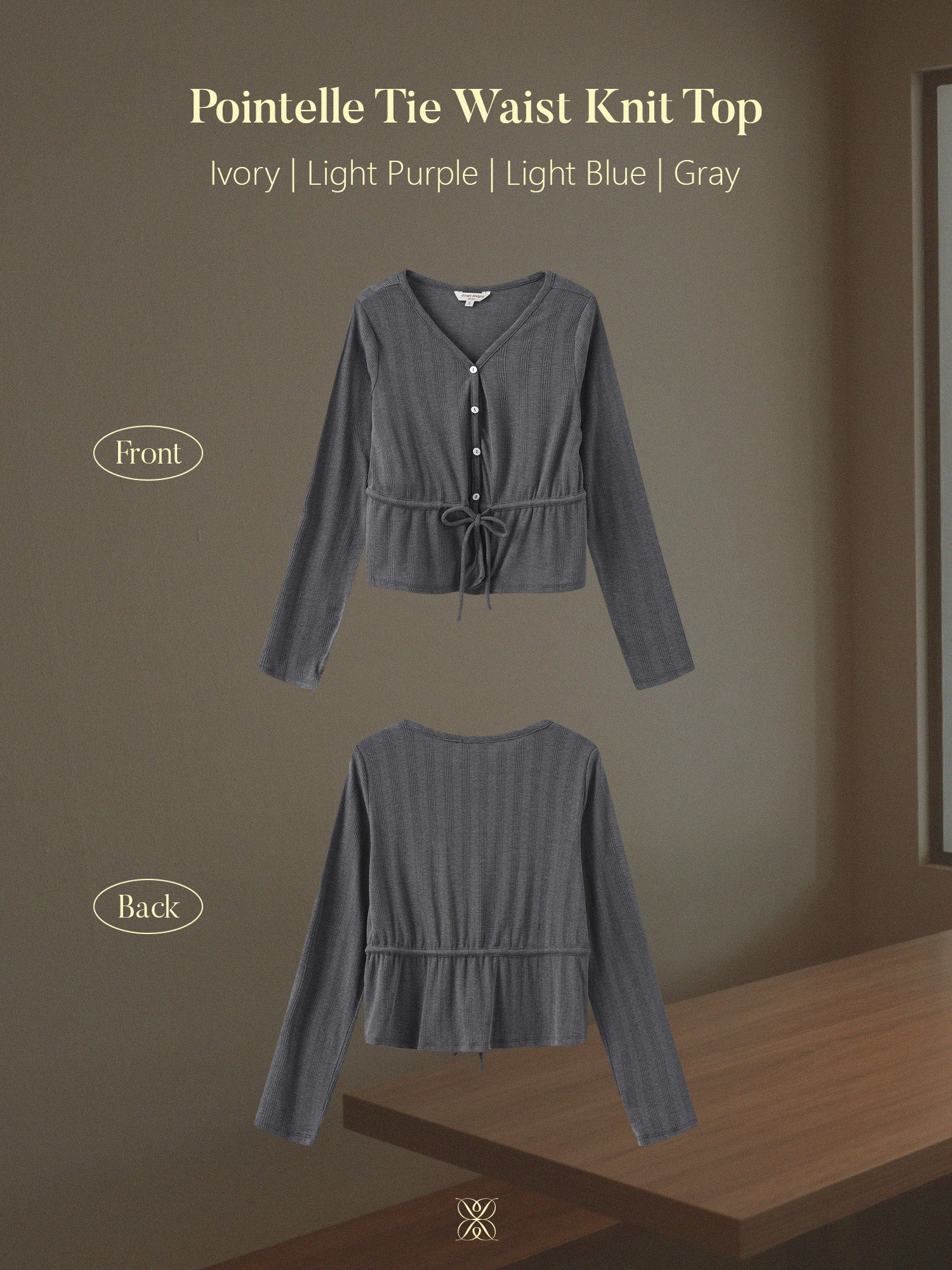 Pointelle Tie Waist Knit Top