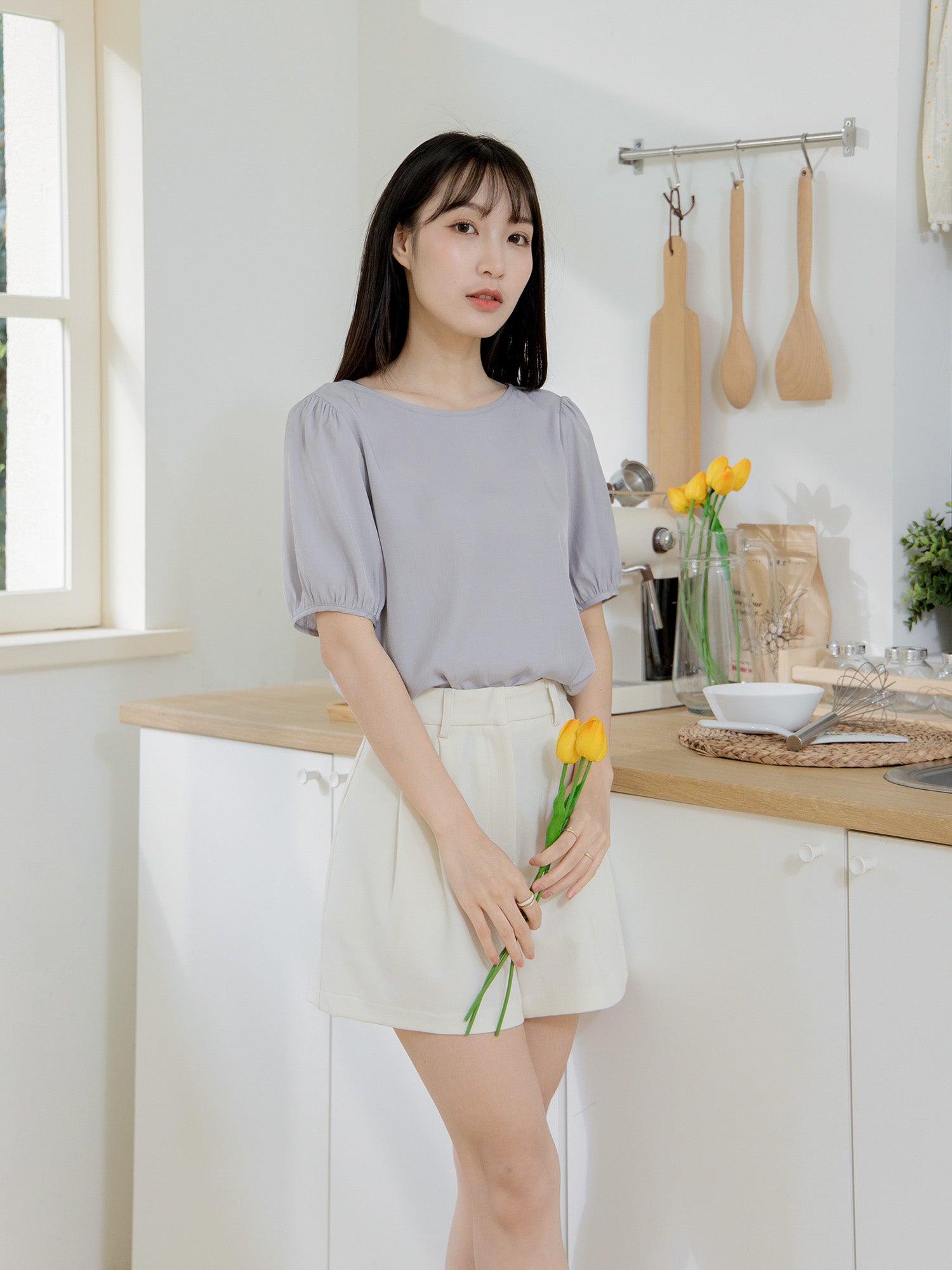 Half Sleeve Tie Back Top