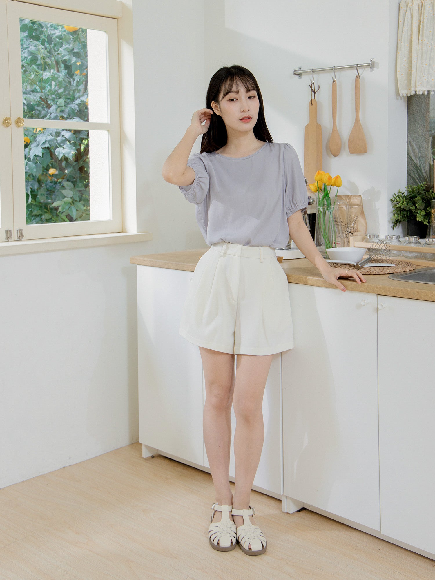 Half Sleeve Tie Back Top