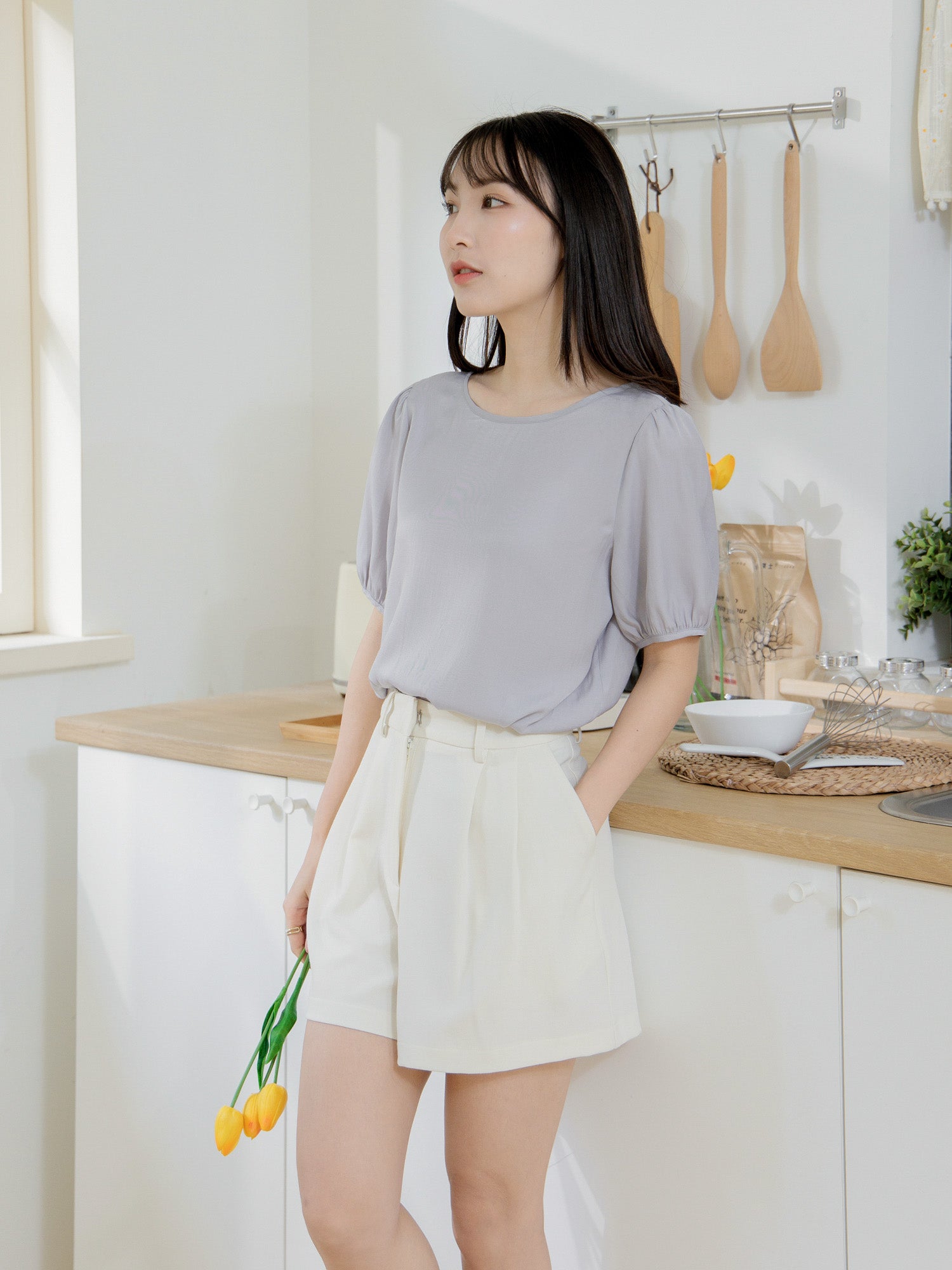 Half Sleeve Tie Back Top