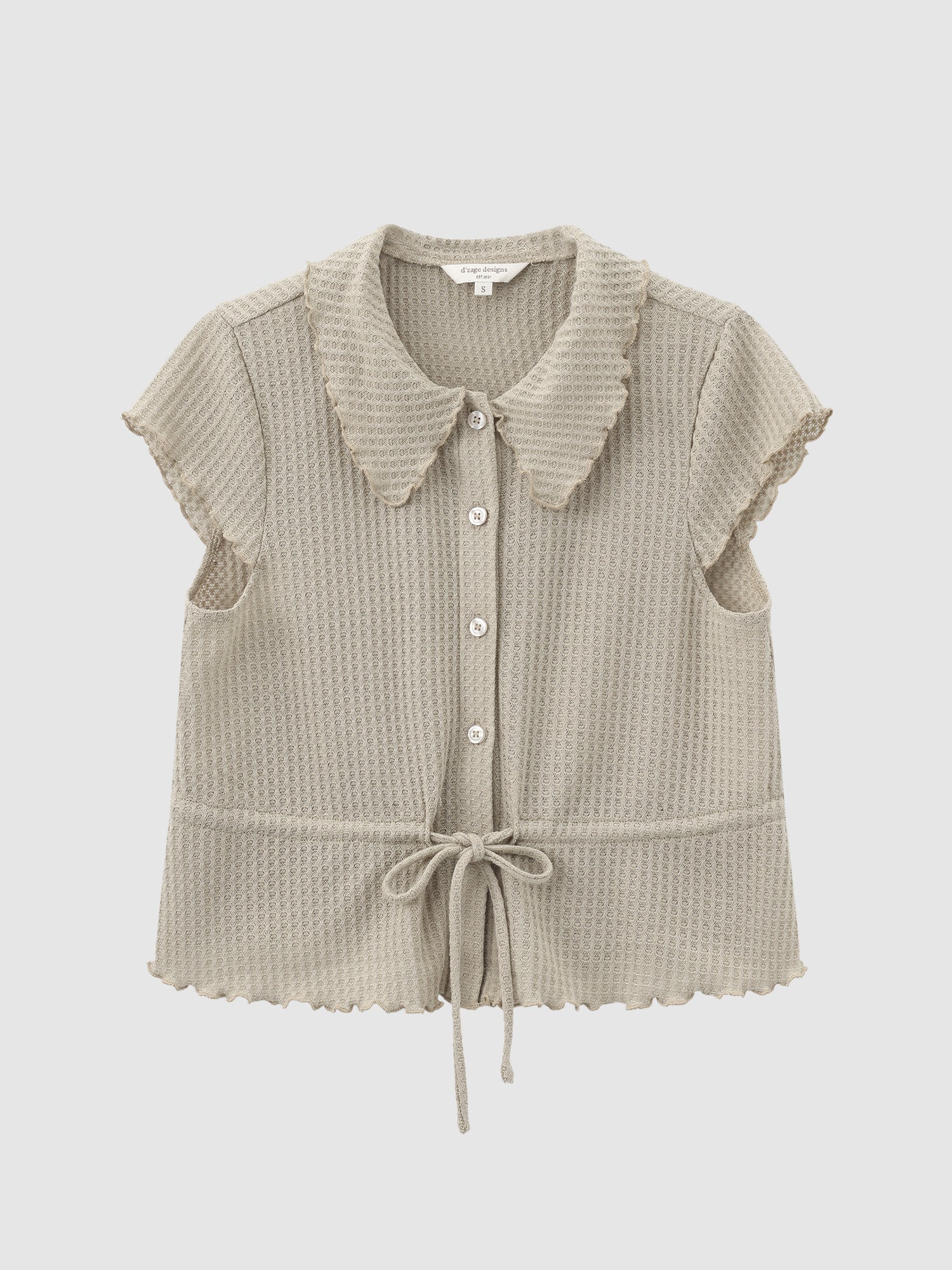 Tie Waist Waffle Top