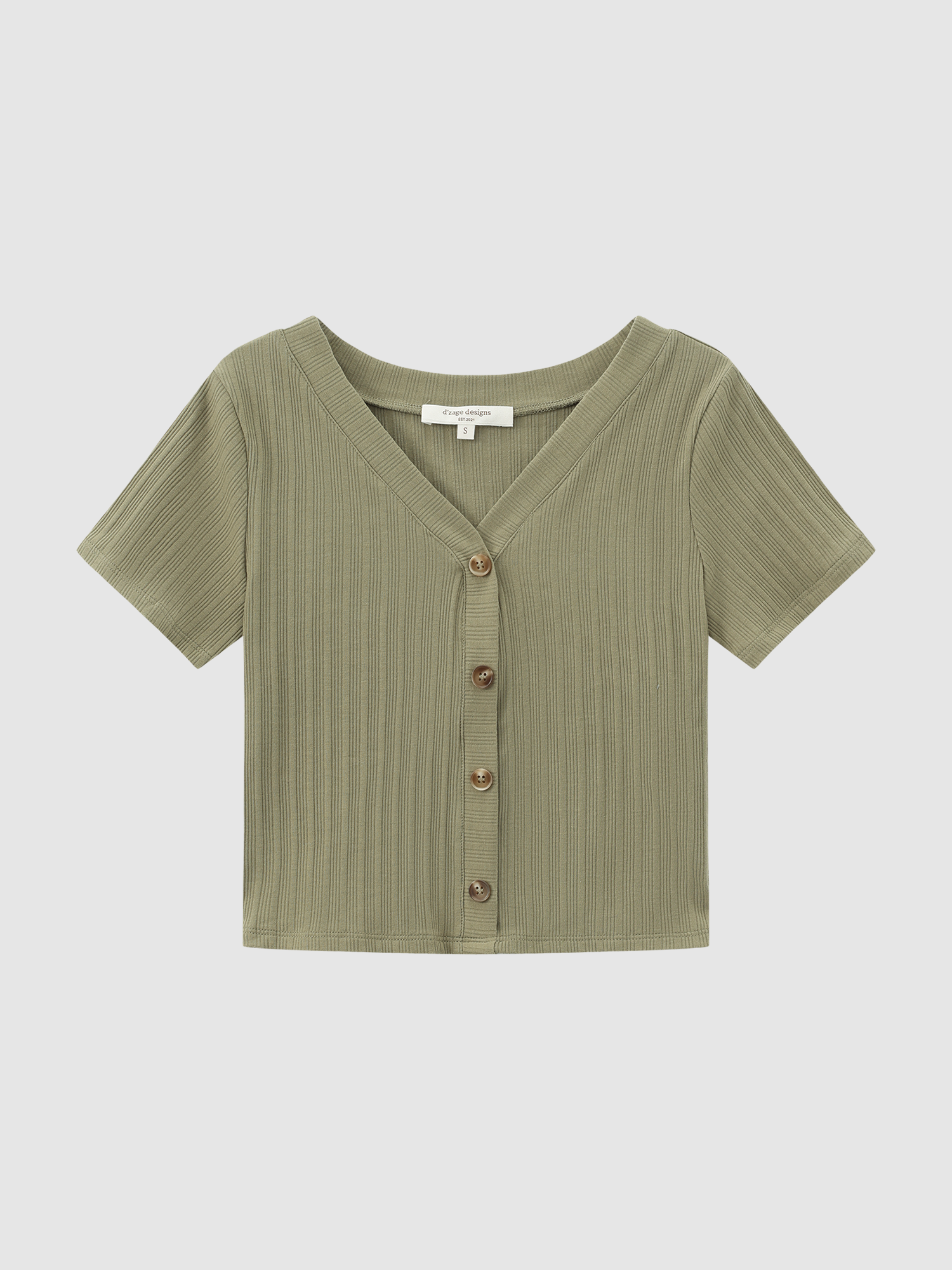 Buttoned V-neck Knit Top