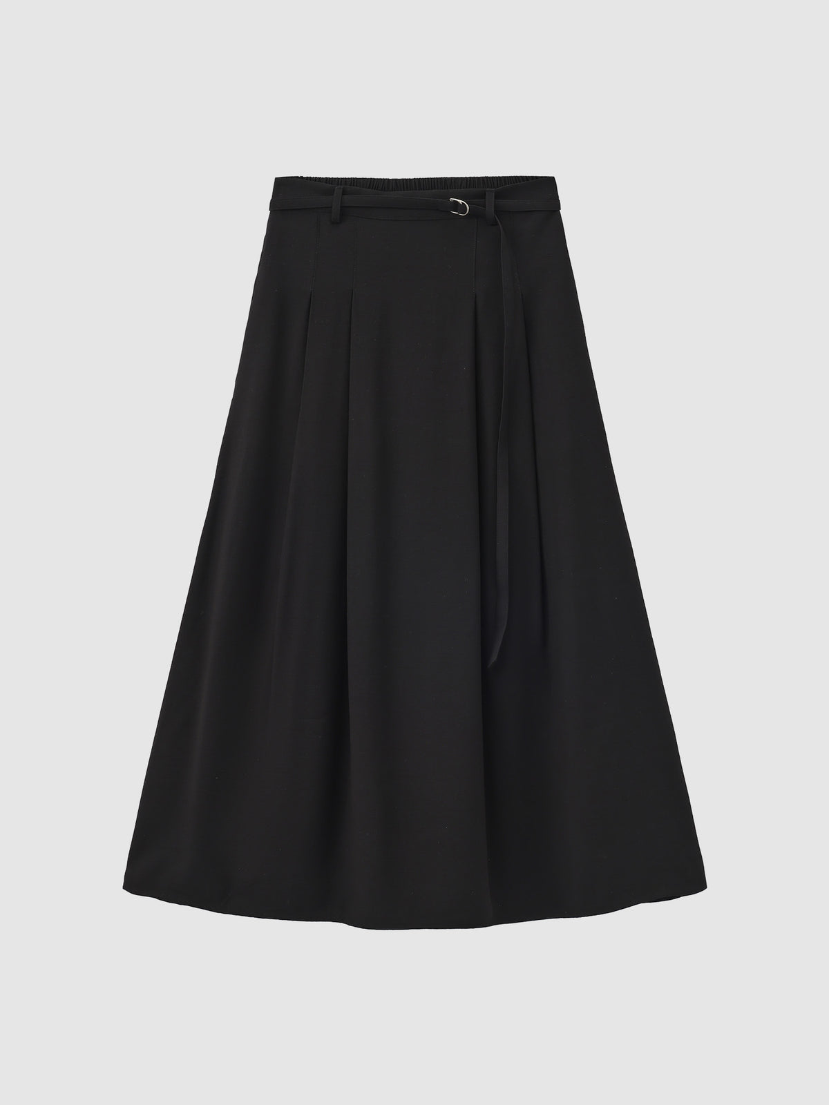 Pleated Midi Skirt With Belt