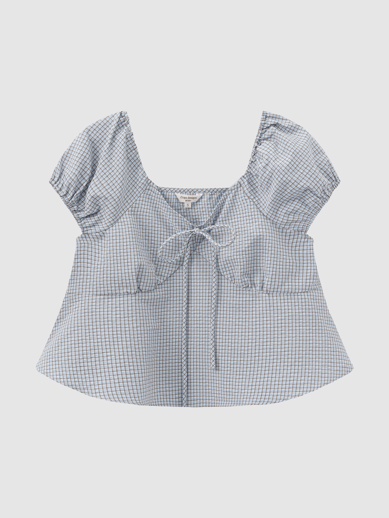 Plaid Puff Sleeve Top
