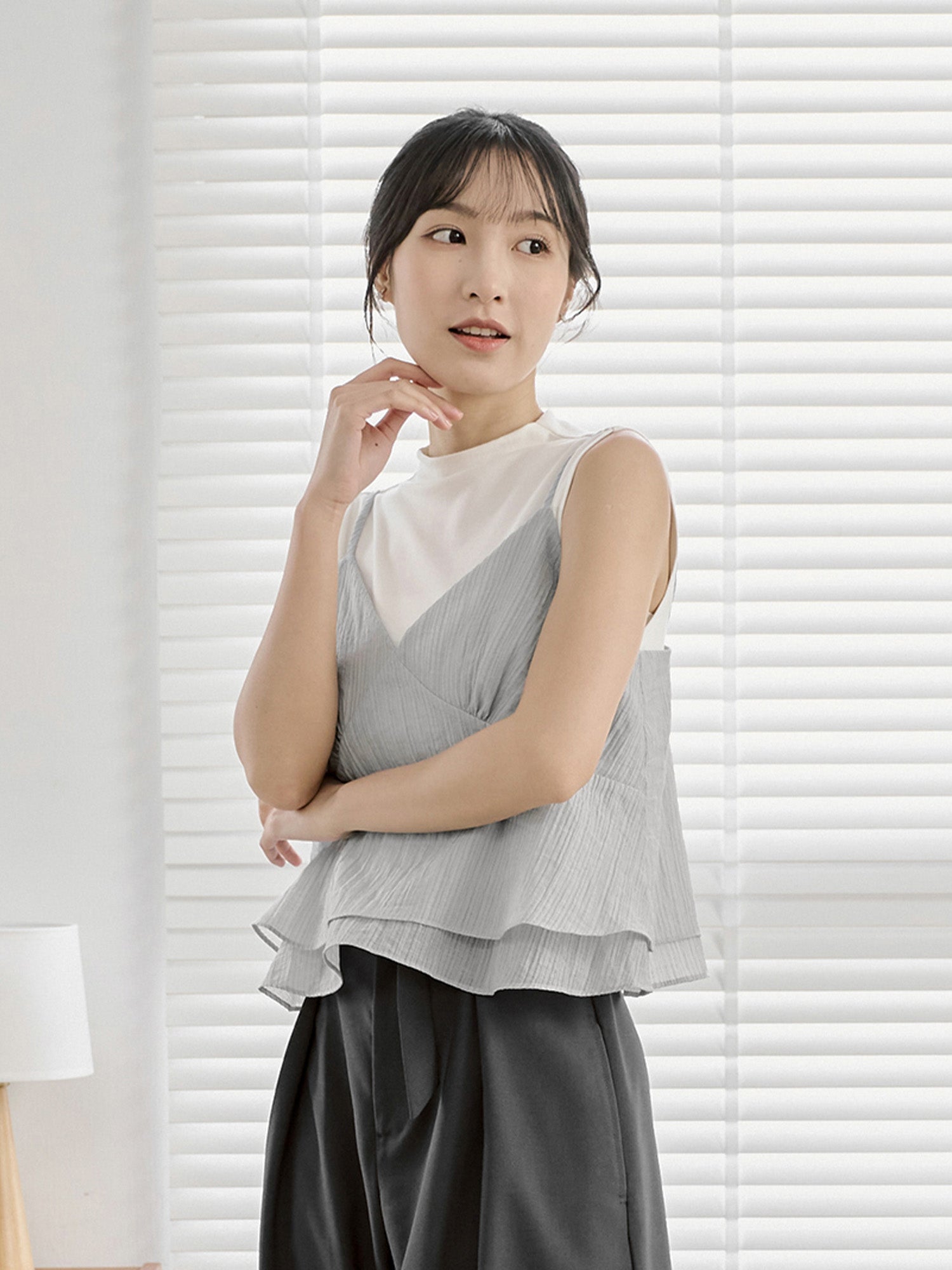 條紋法式吊帶上衣