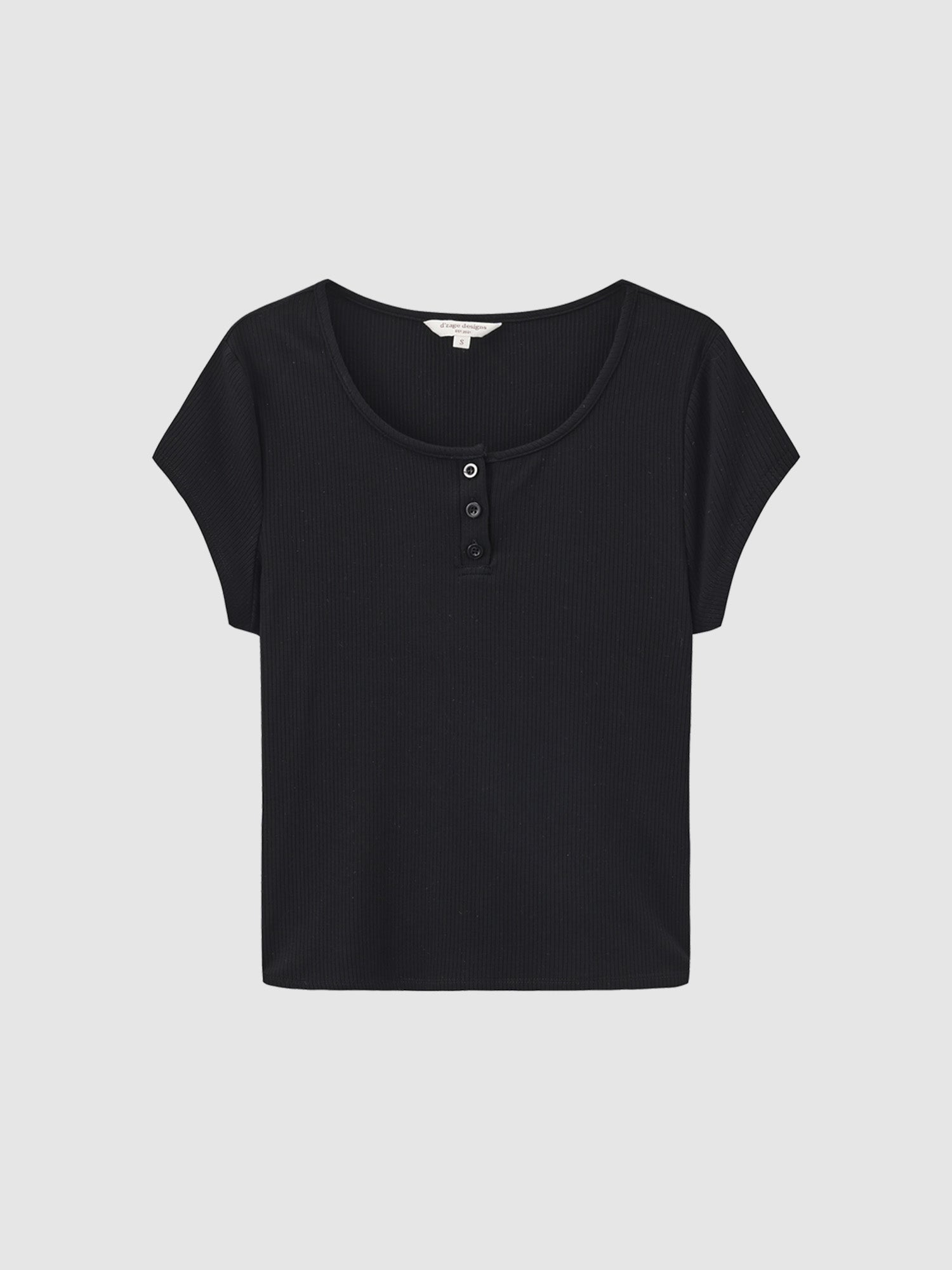 Henley Neck Ribbed Top