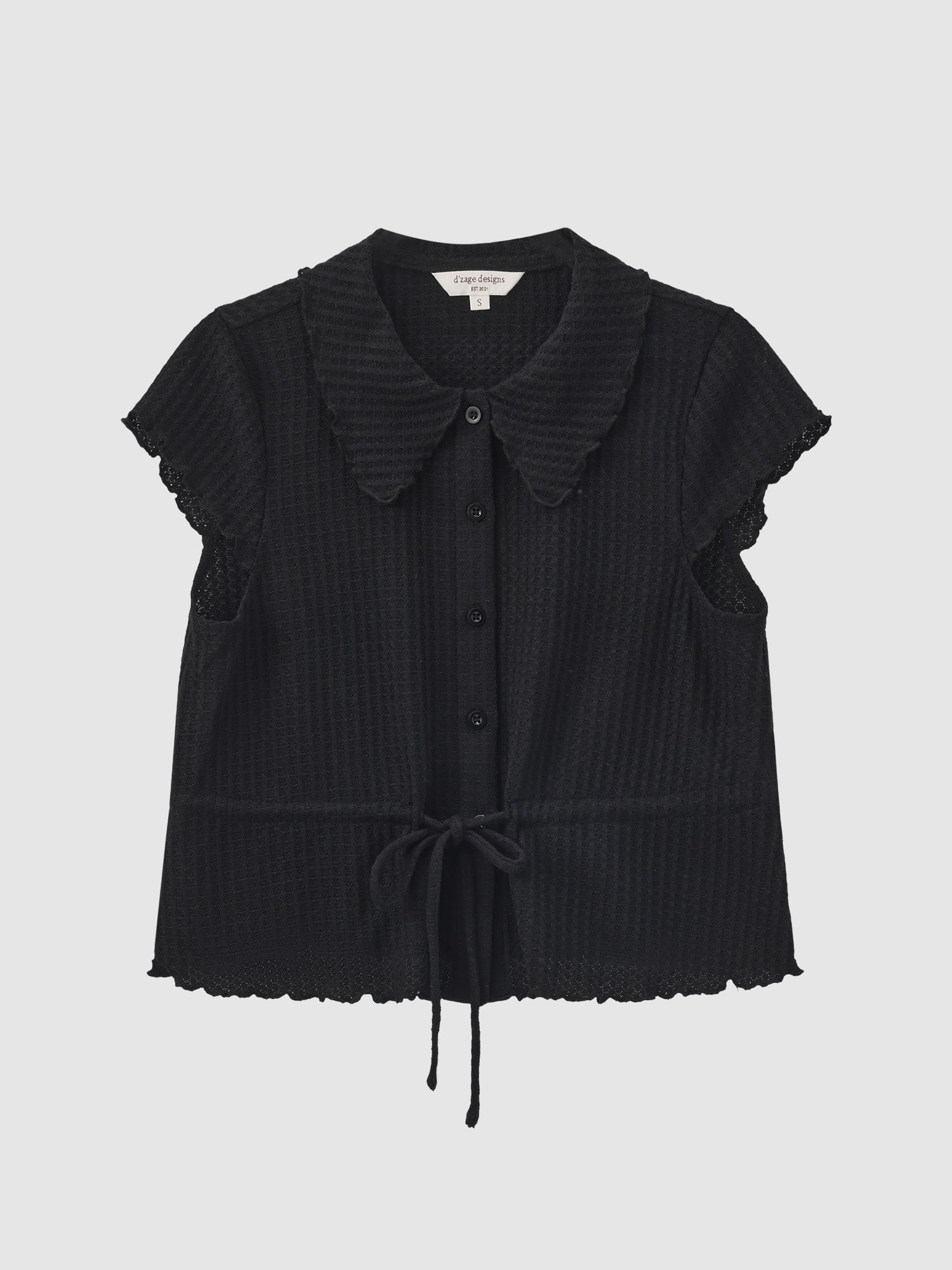 Tie Waist Waffle Top