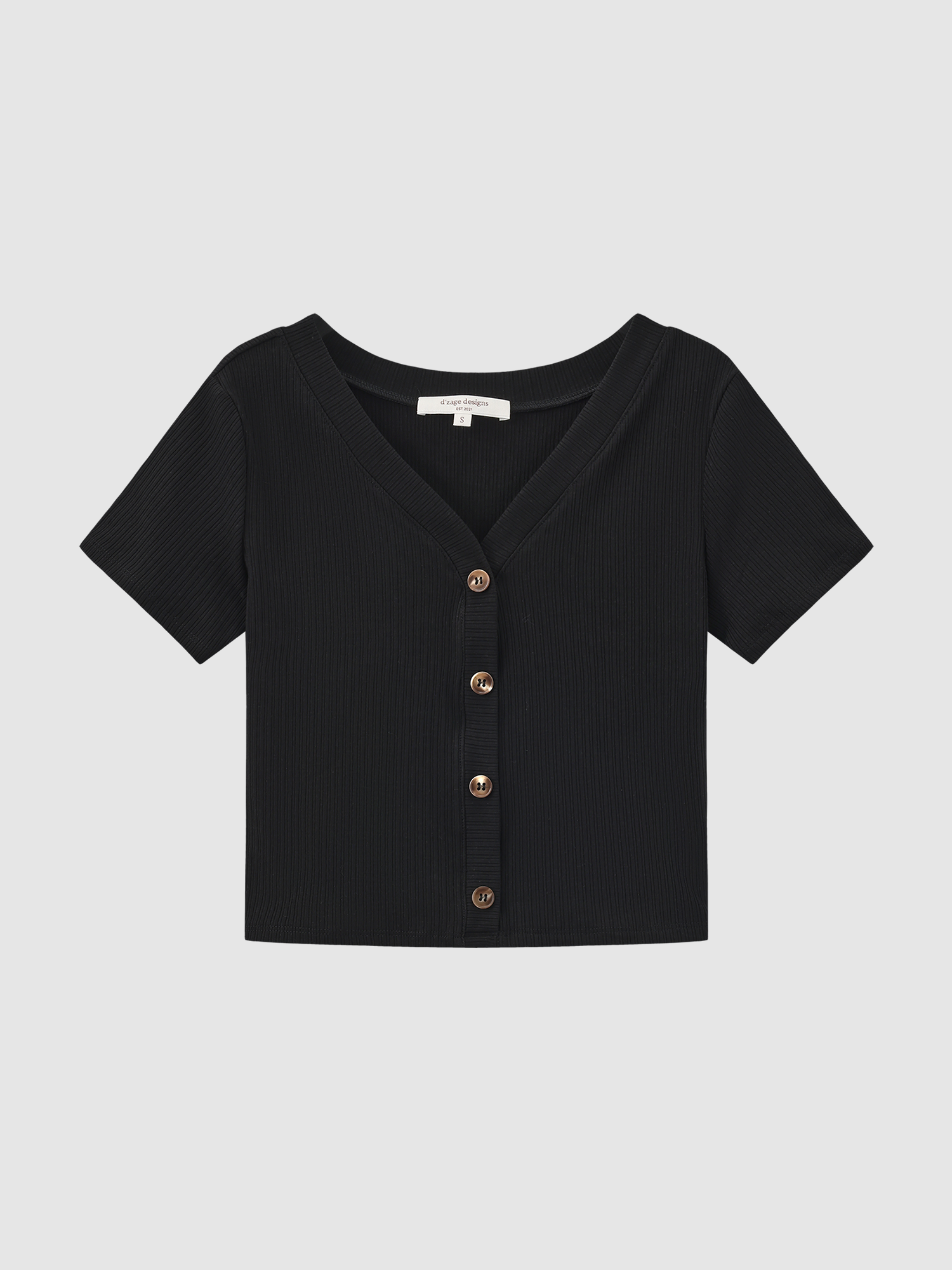 Buttoned V-neck Knit Top