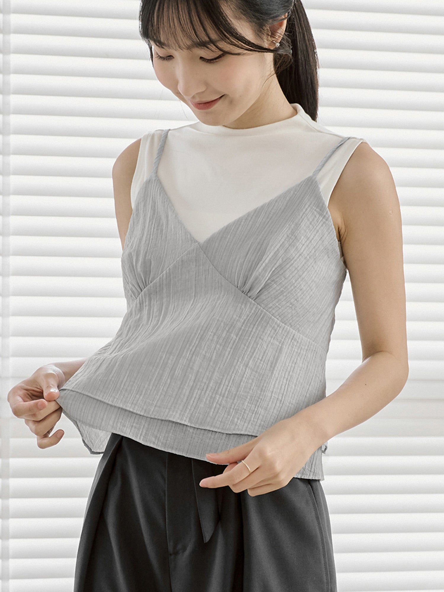 條紋法式吊帶上衣