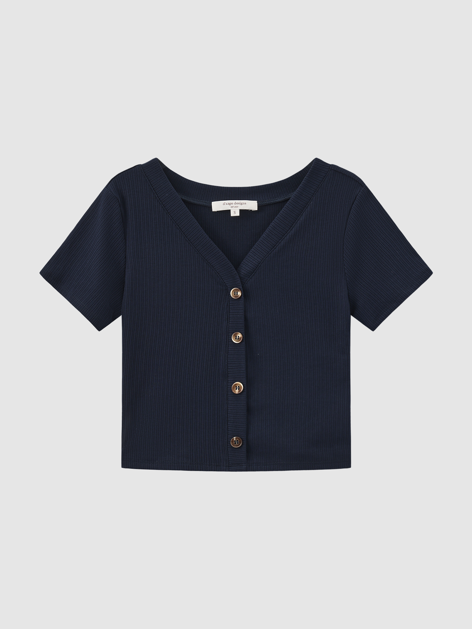 Buttoned V-neck Knit Top