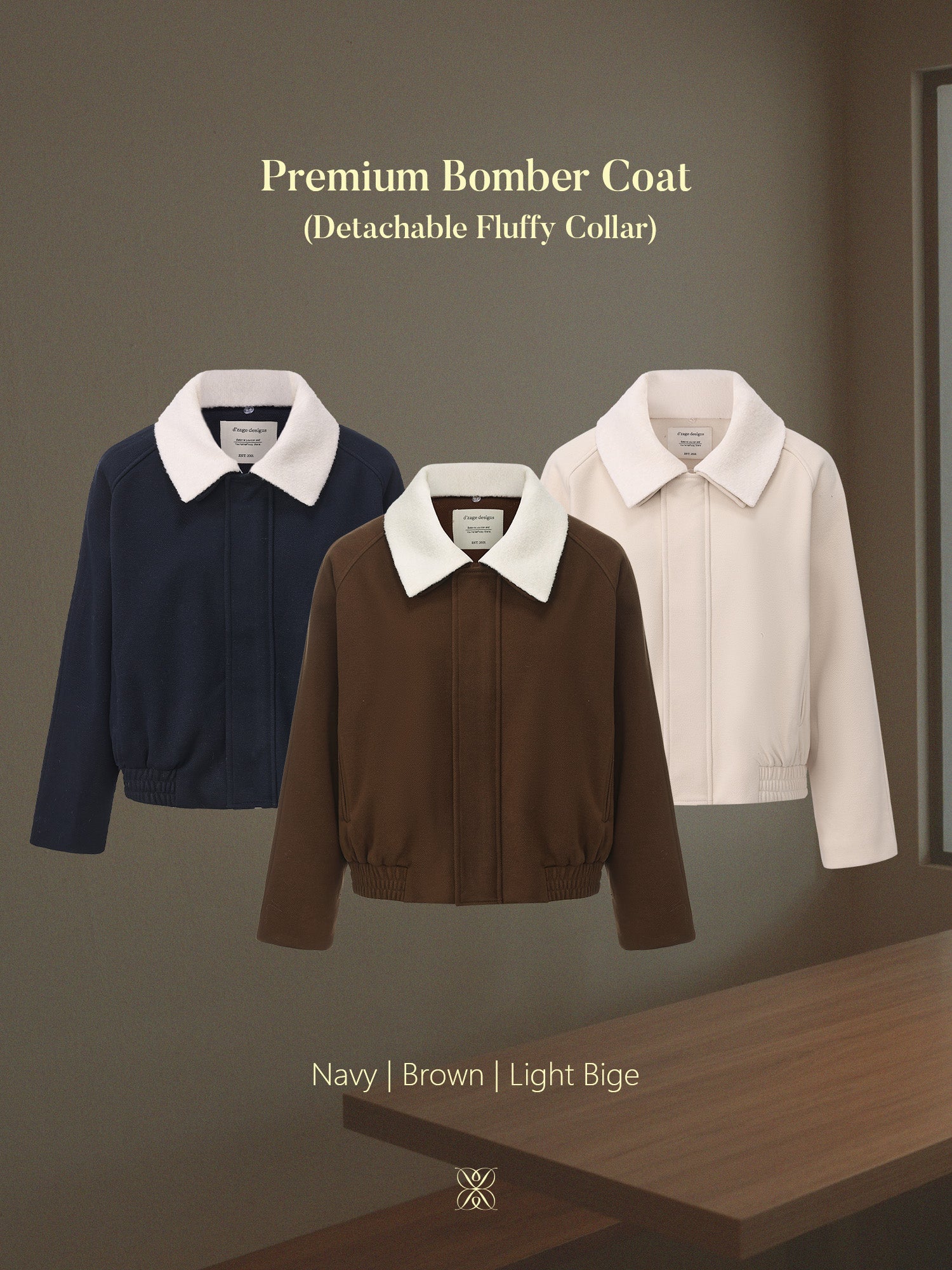 Premium Bomber Coat (Detachable Fluffy Collar)