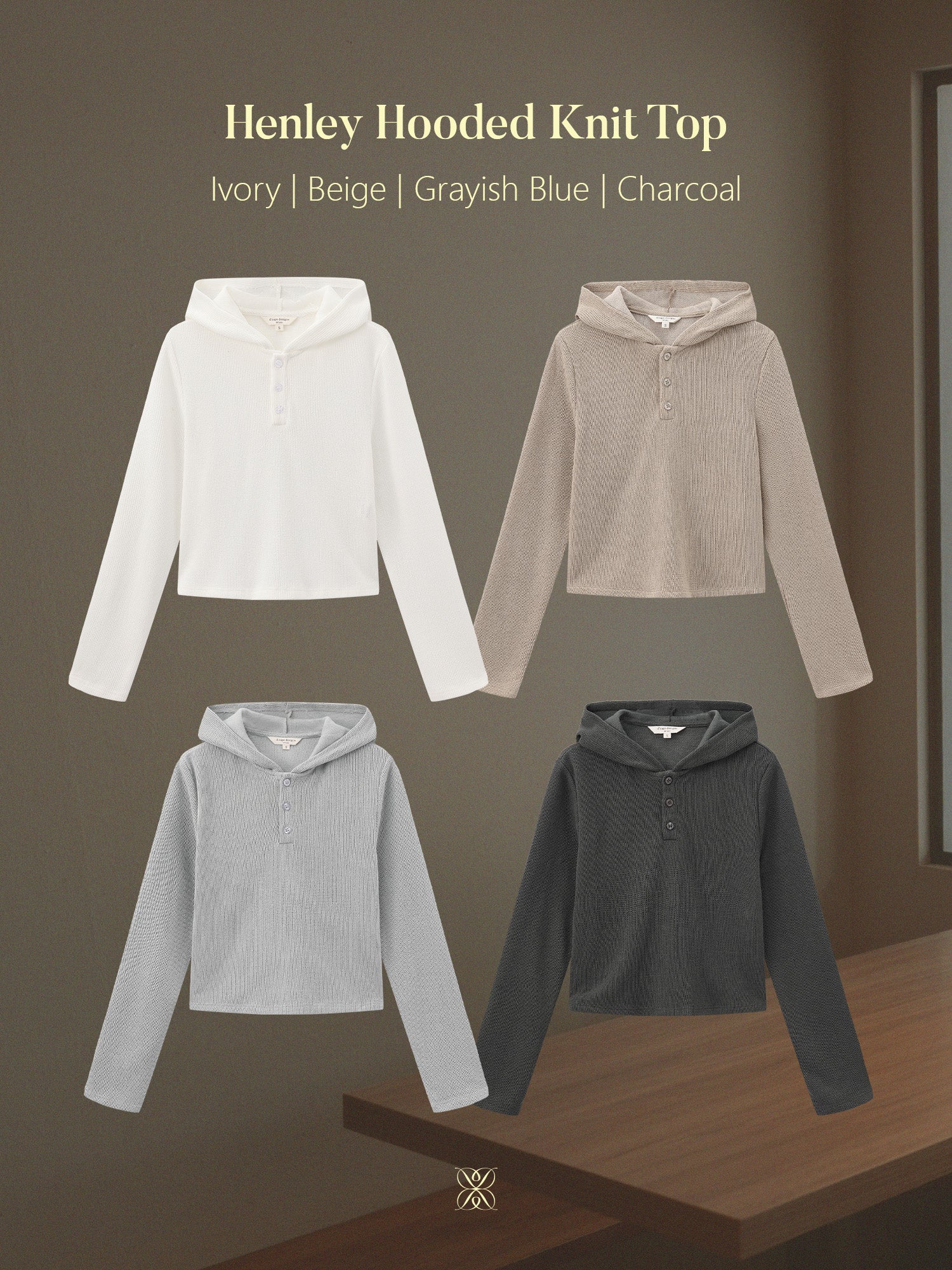 Henley Hooded Knit Top