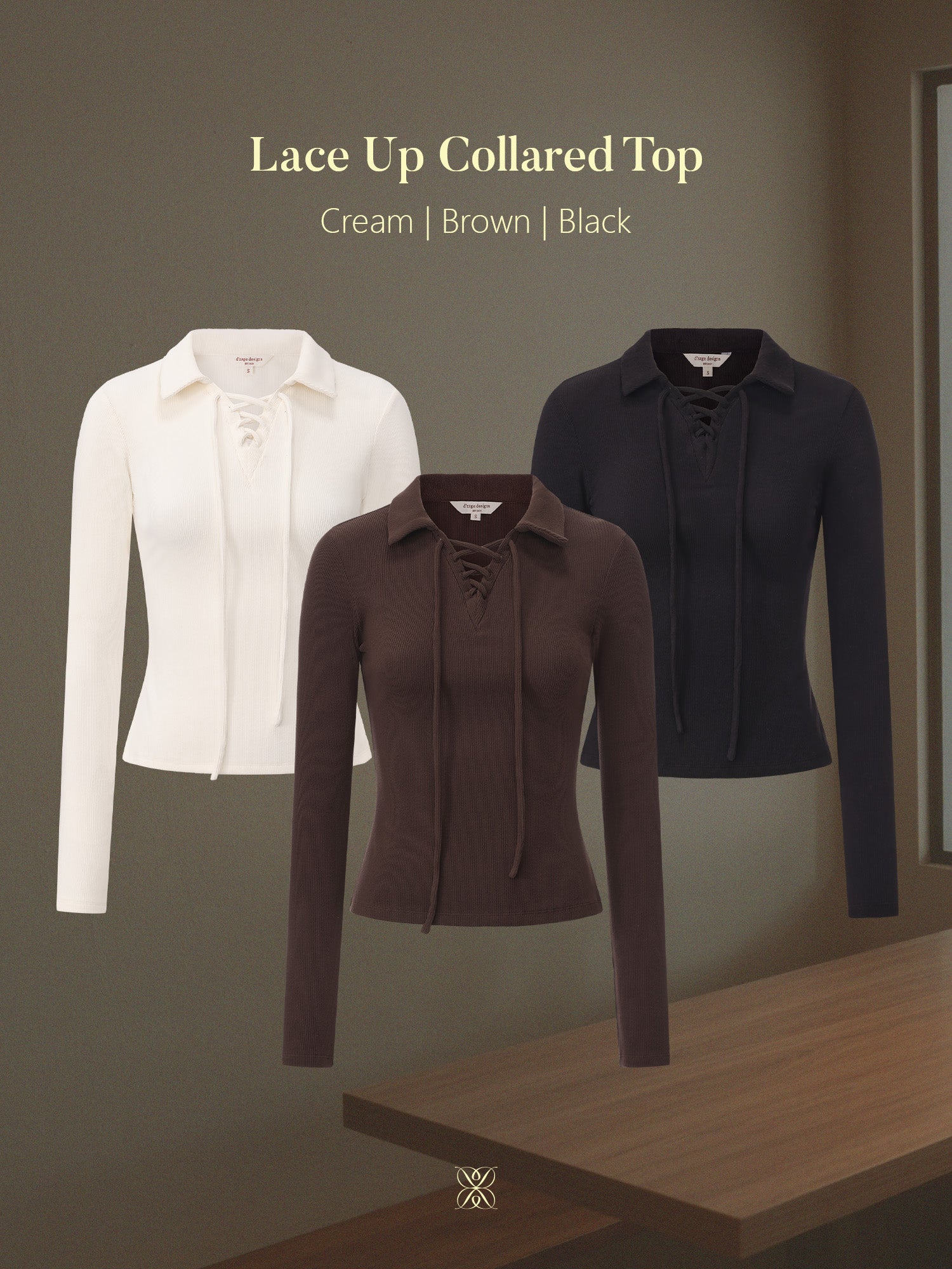 Lace Up Collared Top