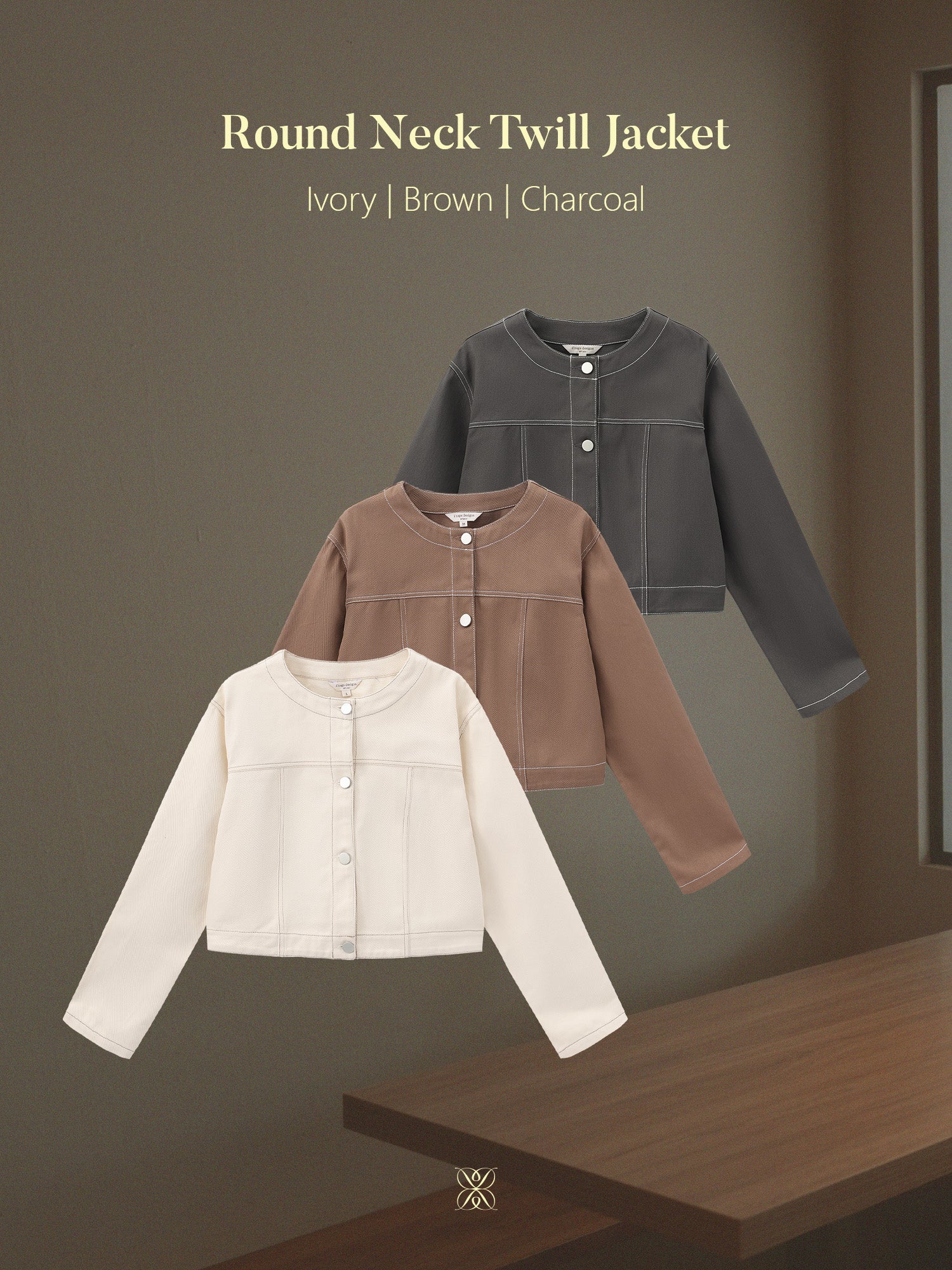 Round Neck Twill Jacket