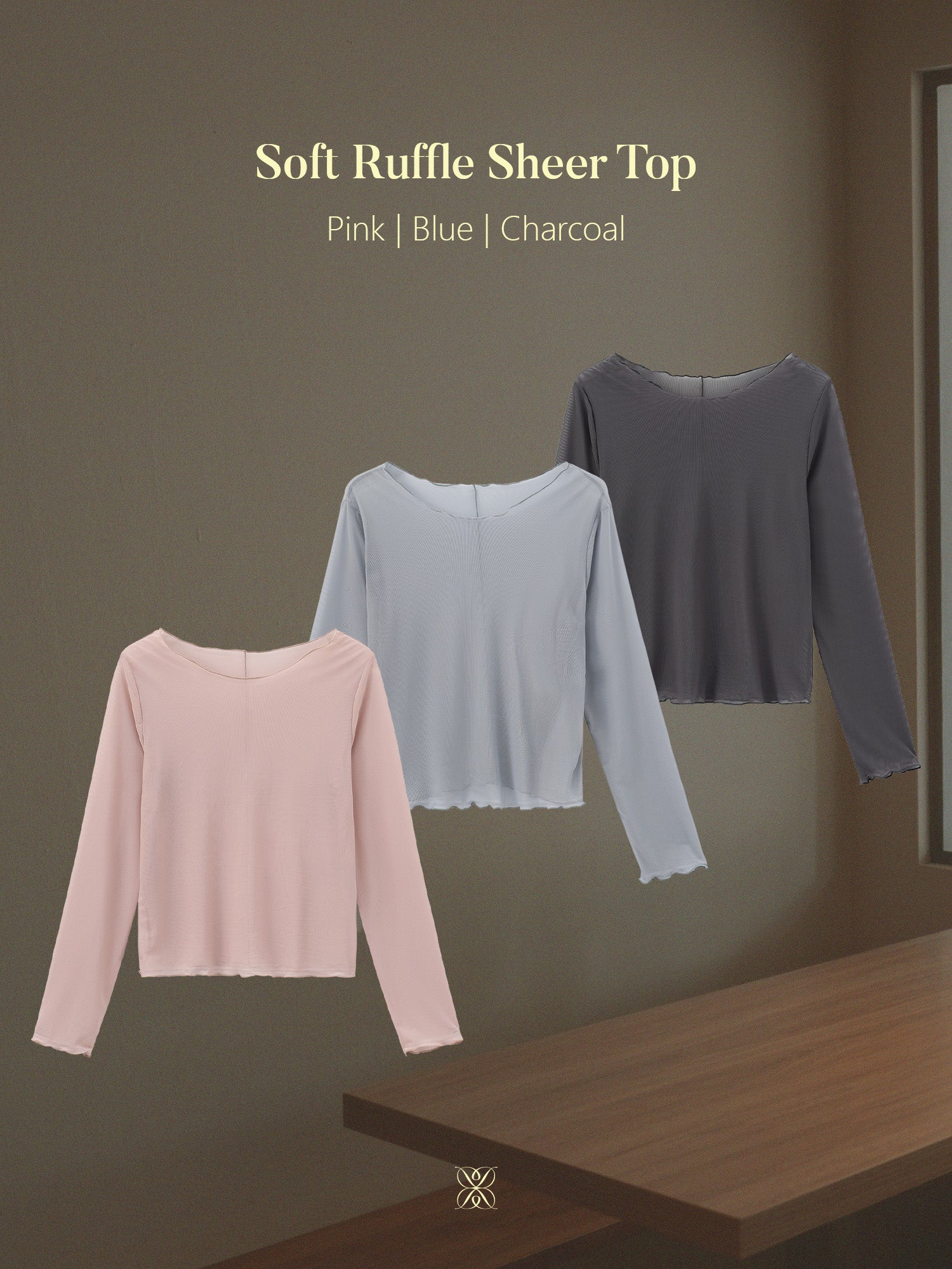 日系滾邊透膚上衣*