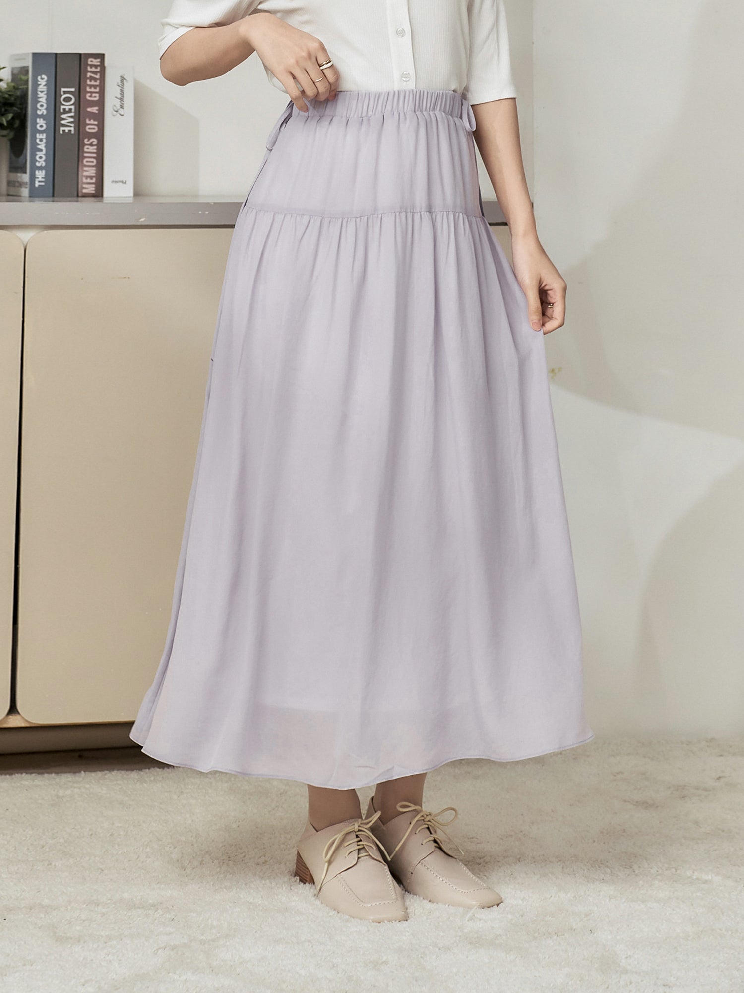 Side Tie Midi Skirt