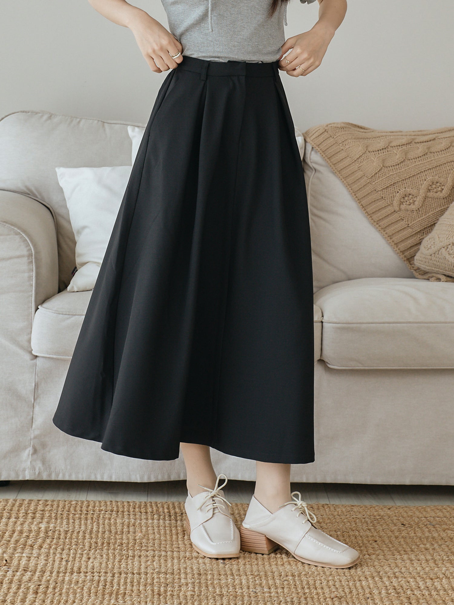 Pleated Midi Skirt