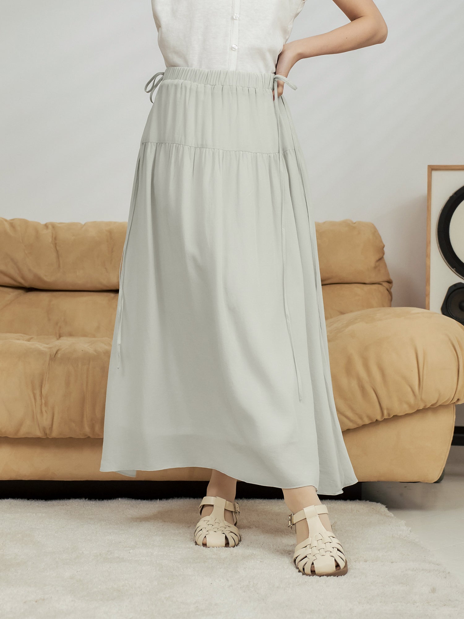 Side Tie Midi Skirt