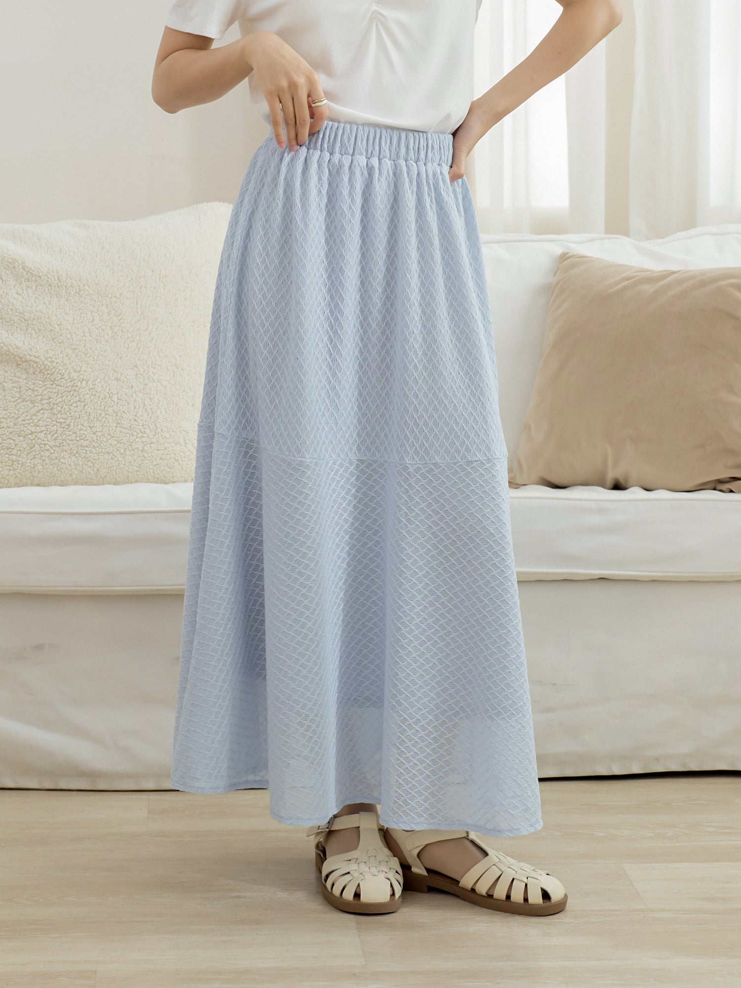 Mesh A-Line Elastic Waist Skirt