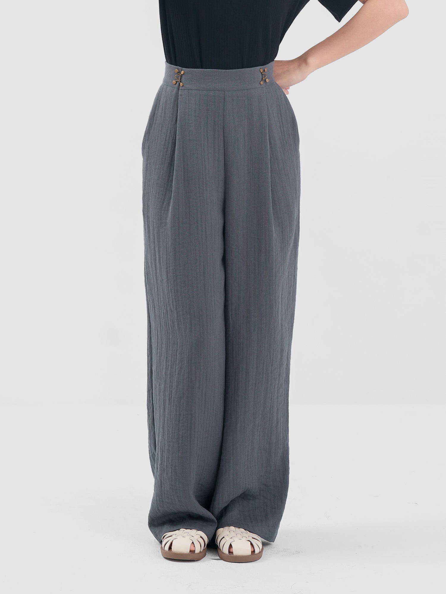 Buckled Pleated Pants