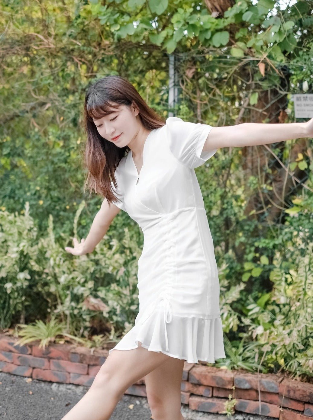 Short Wrap Dress IVORY - DAG-DD7847-21IvoryXS - Mochi Ivory - XS - D'zage Designs