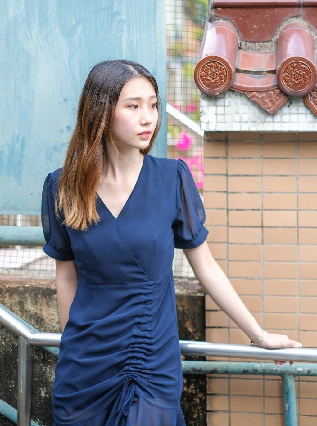 Short Wrap Dress NAVY - DAG-DD7847-21NavyXS - Navy Blue - XS - D'zage Designs