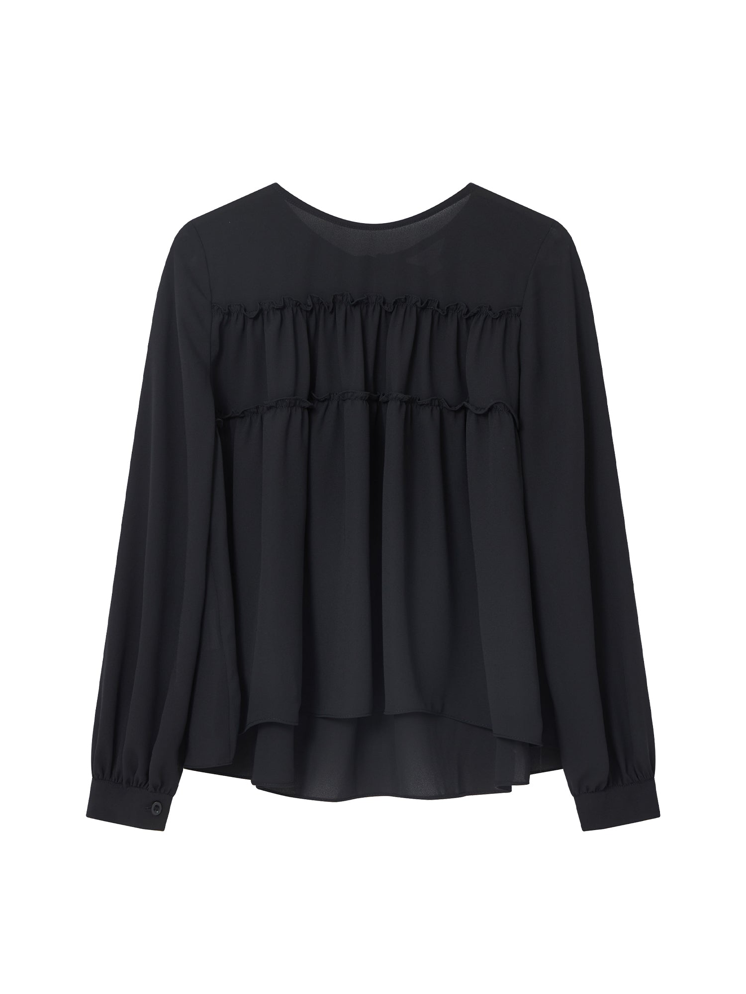 Ruffled Hem Blouse BLACK*