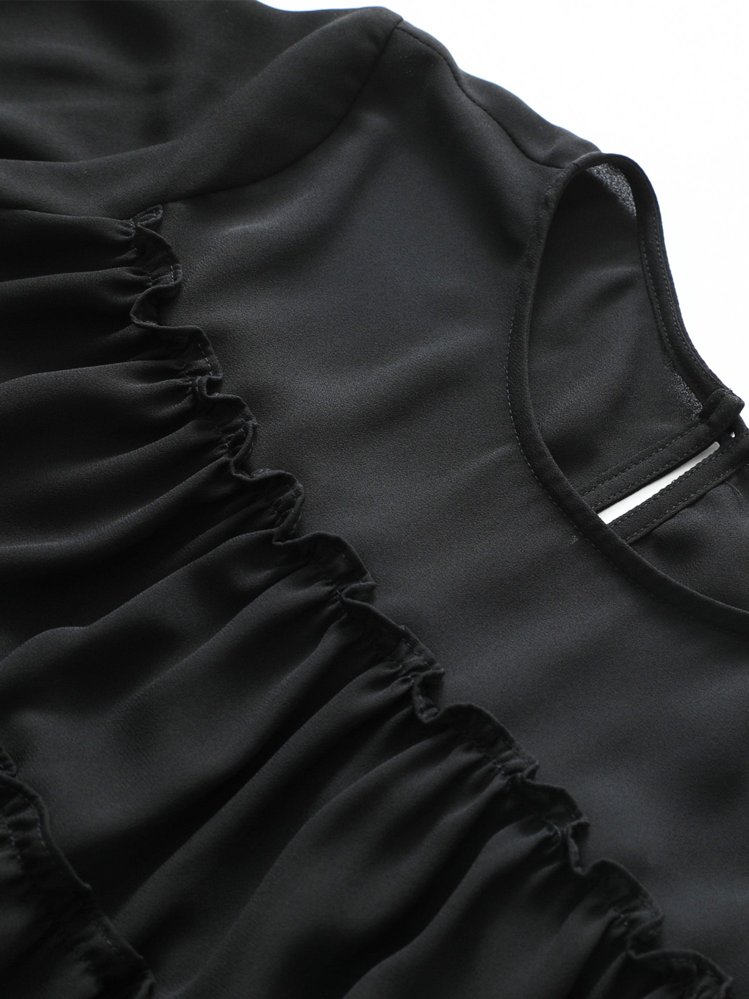 Ruffled Hem Blouse BLACK*