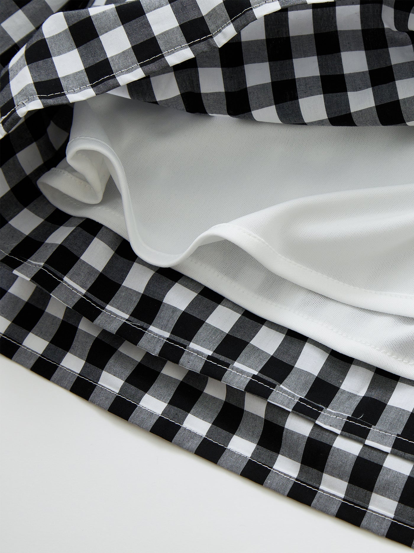 Checkered Tie-detailed Top Set BLACK*