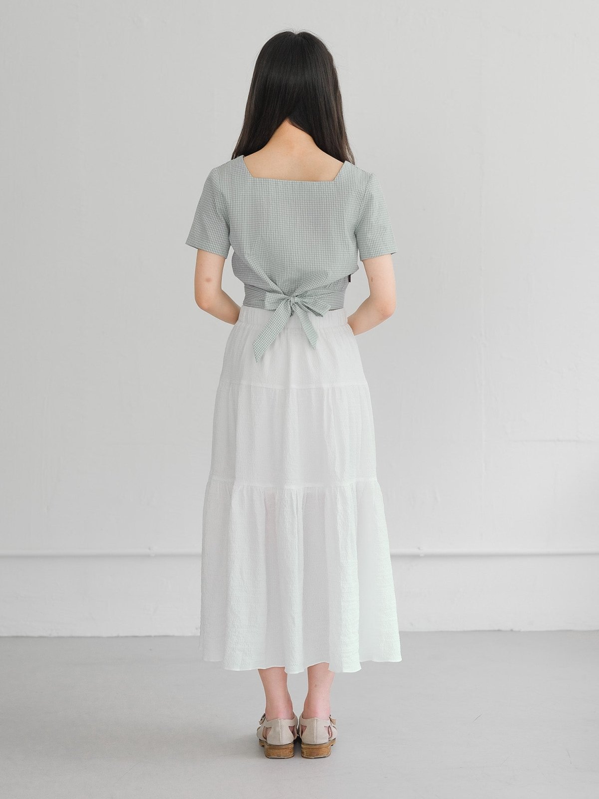 Alise Checkered Two-Way Top - DAG-DD8657-21LtGreenGinhamS - Mint White Checkers - S - D'ZAGE Designs