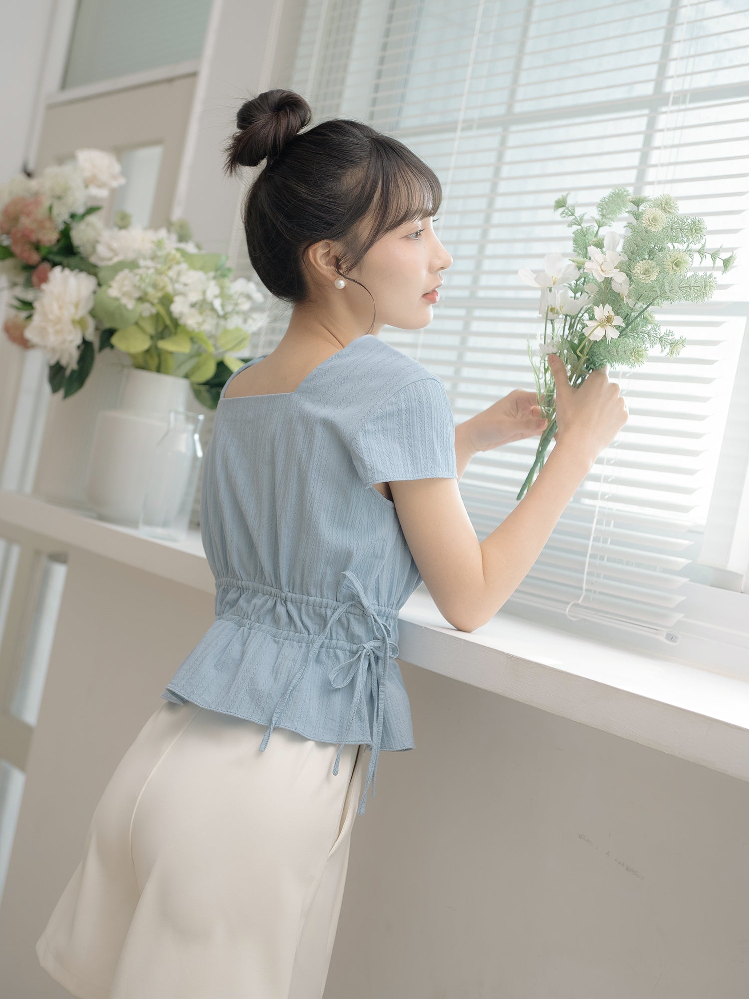 Square Neck Tie Waist Top