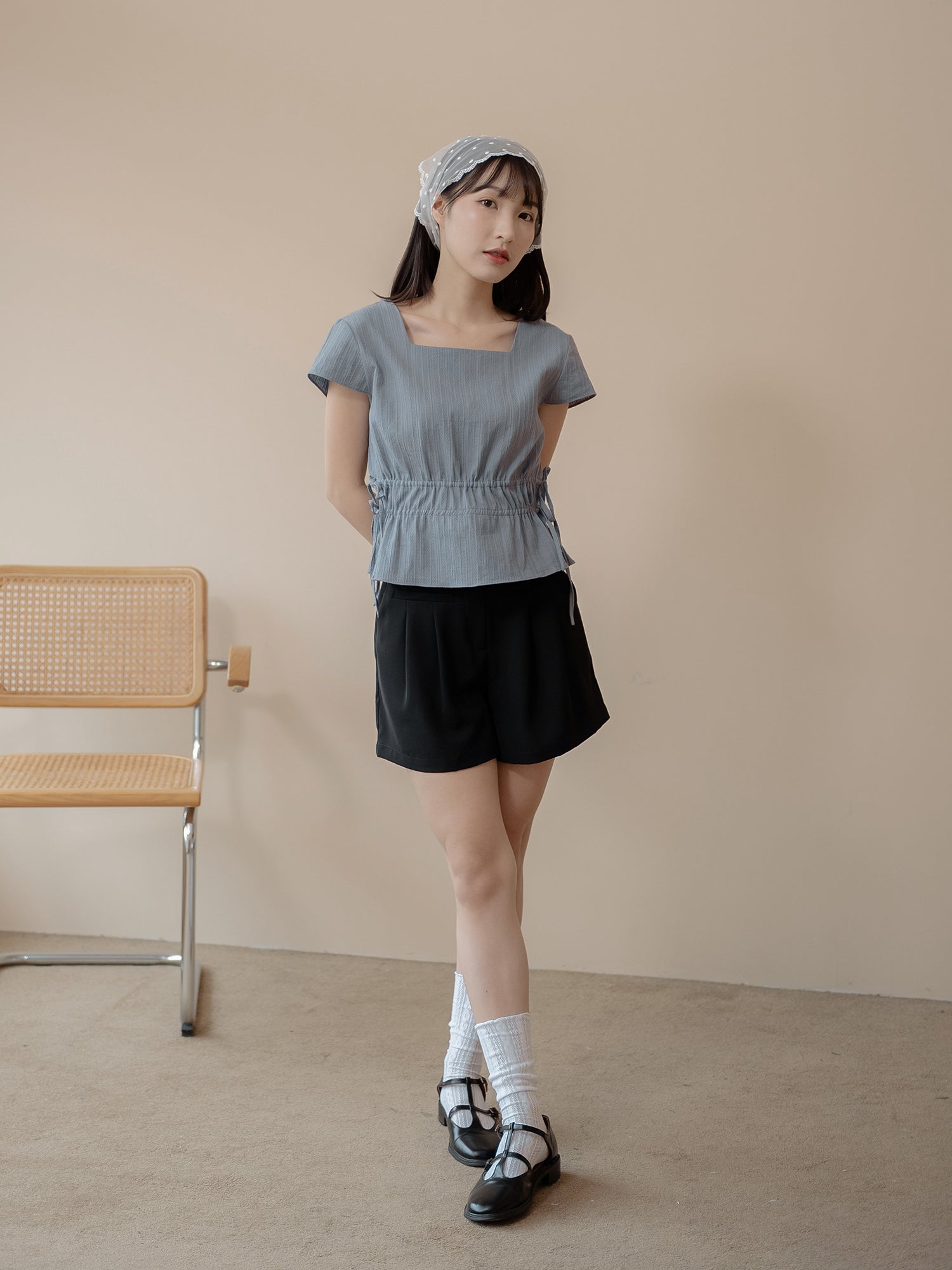 Square Neck Tie Waist Top