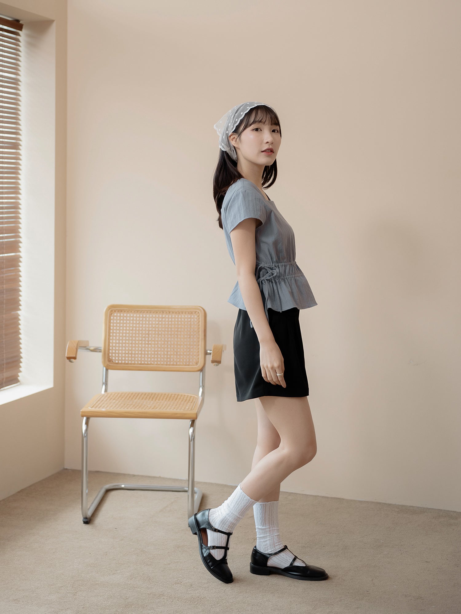Square Neck Tie Waist Top