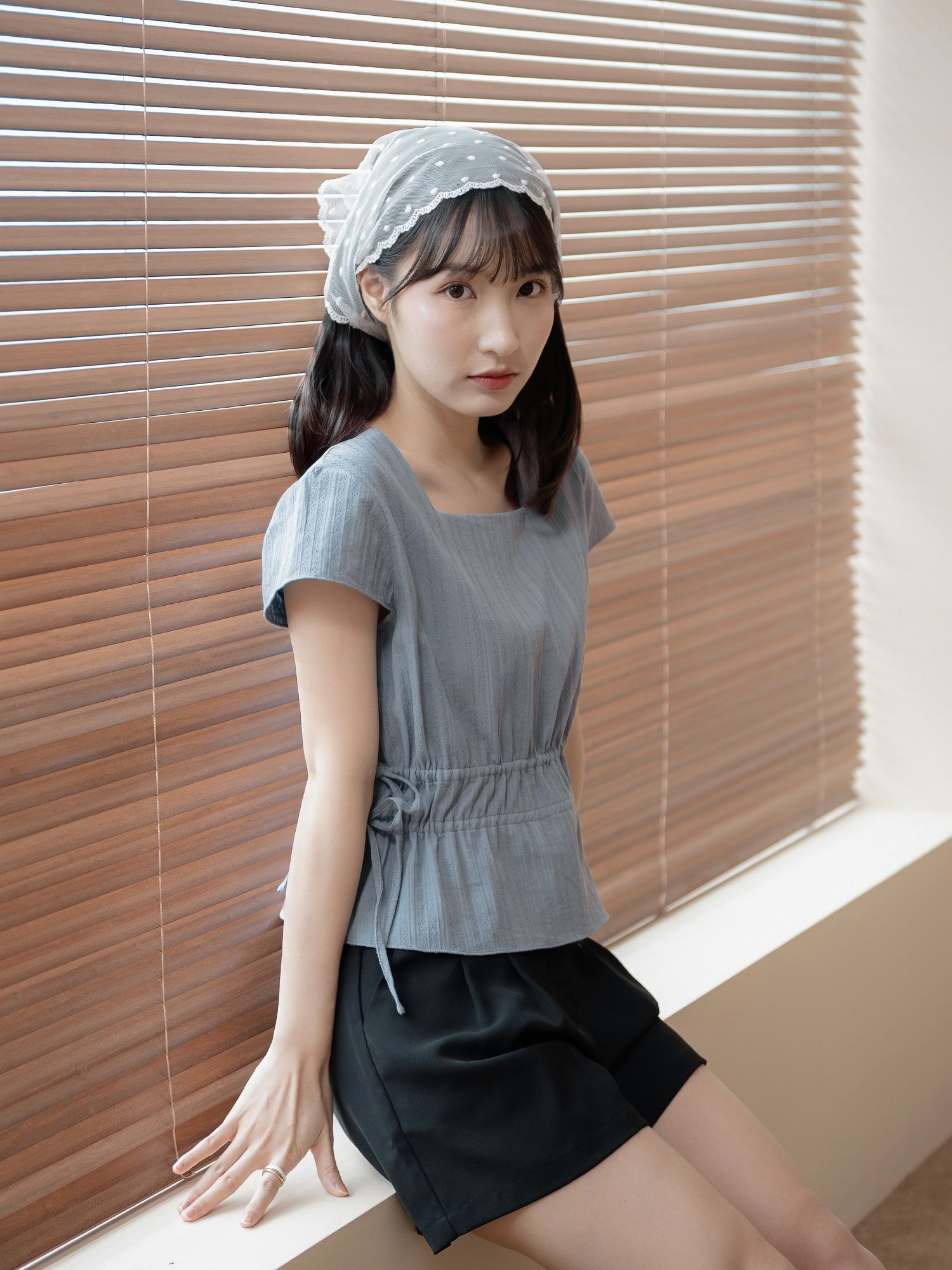 Square Neck Tie Waist Top