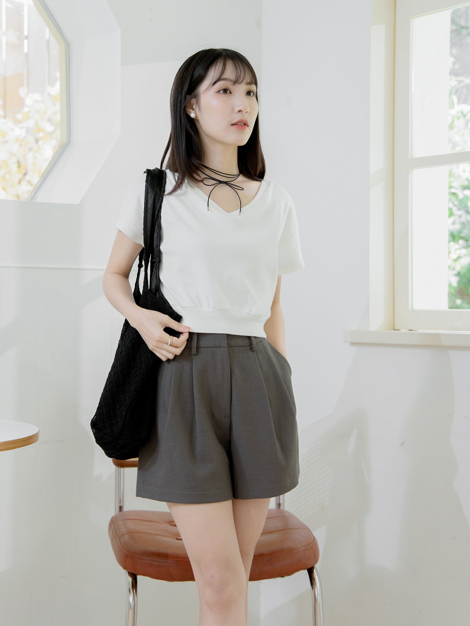 V-Neck Drop Shoulder Top