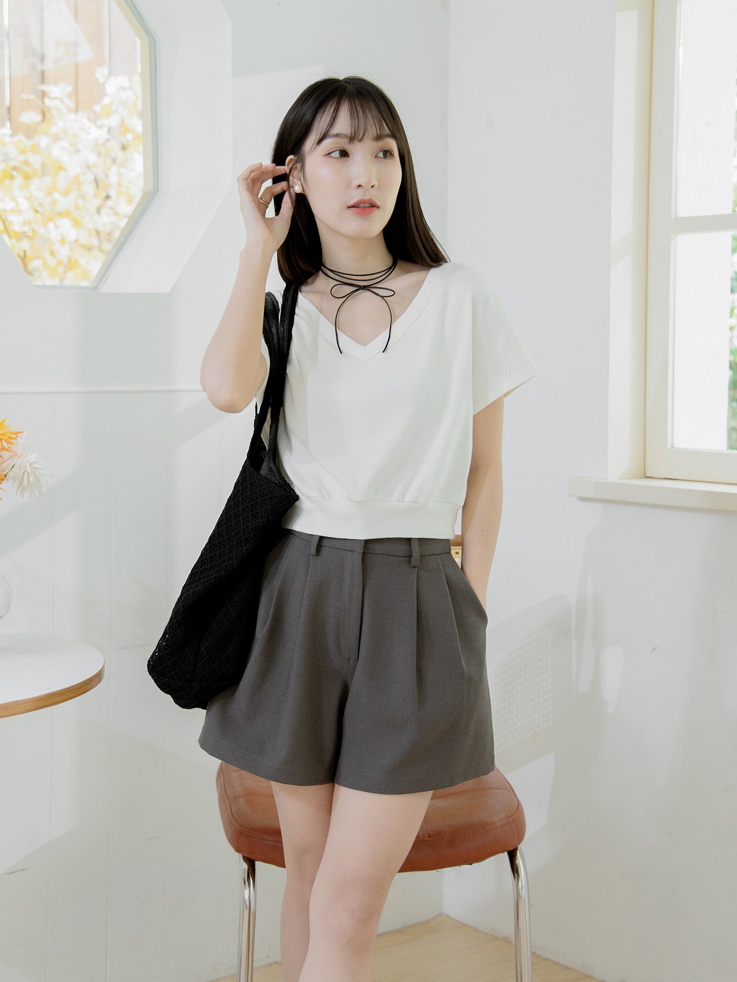 V-Neck Drop Shoulder Top