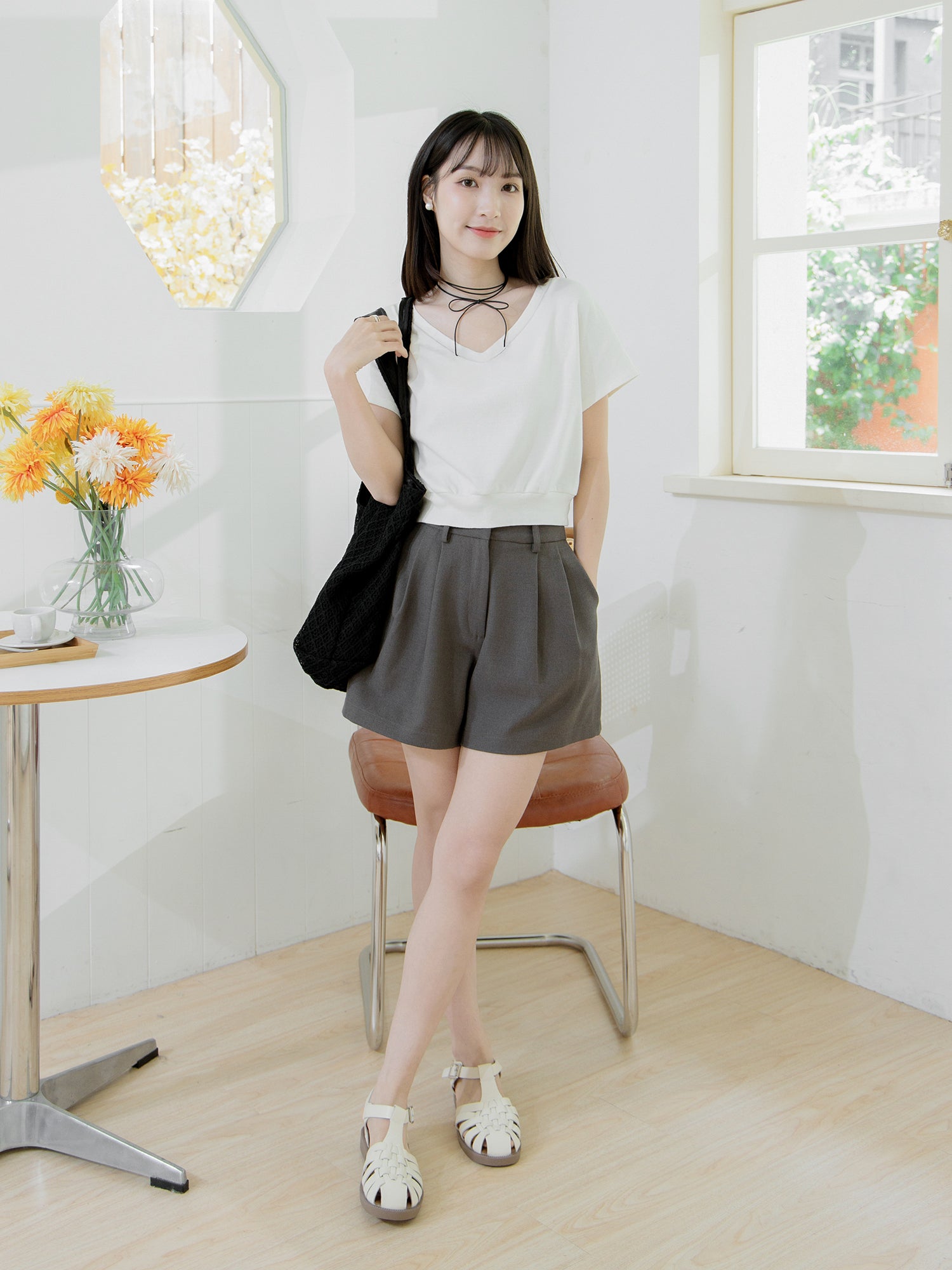 V-Neck Drop Shoulder Top